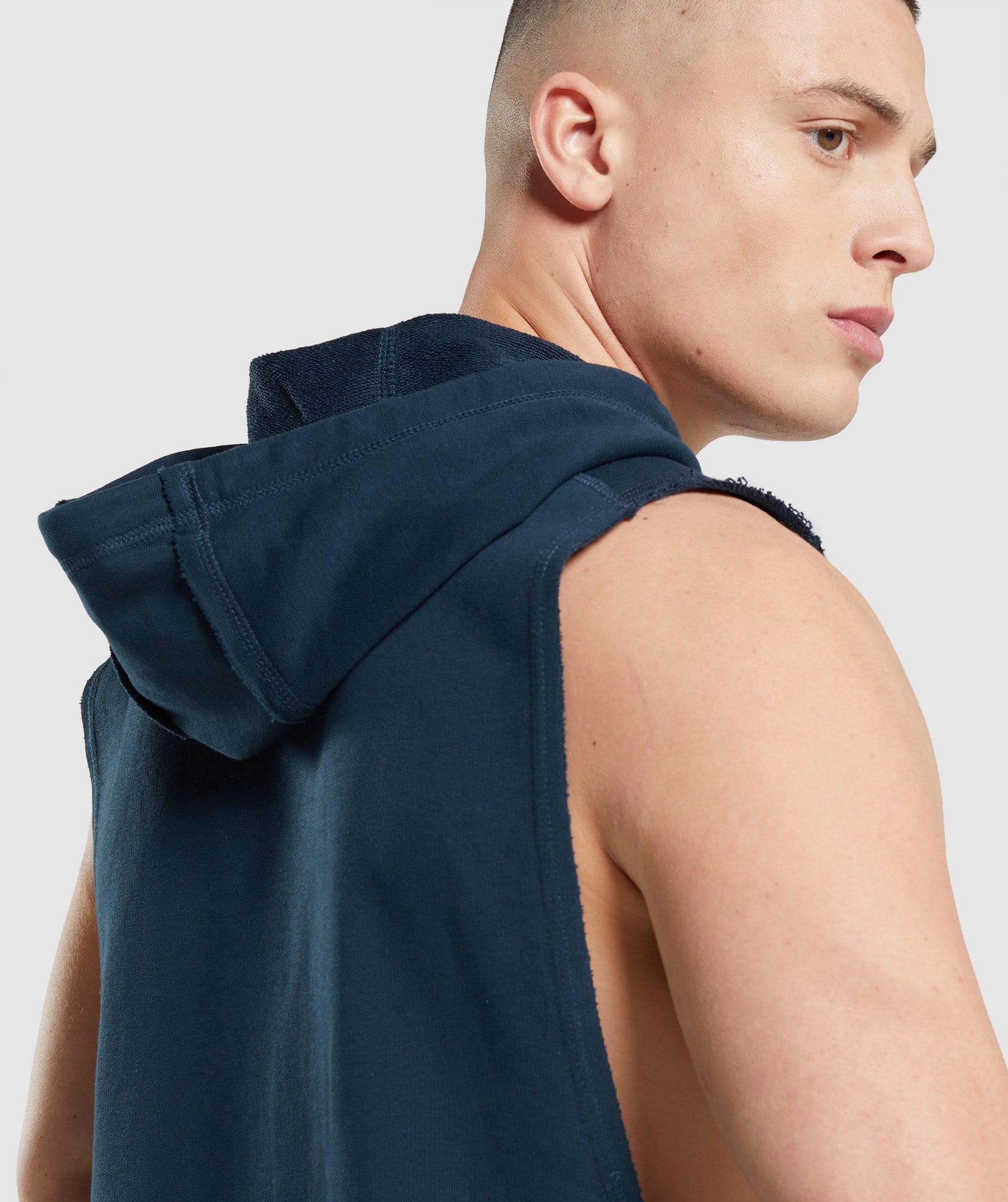 Navy Men's Gymshark Legacy Drop Arm Hoodie | CSMRUH-512