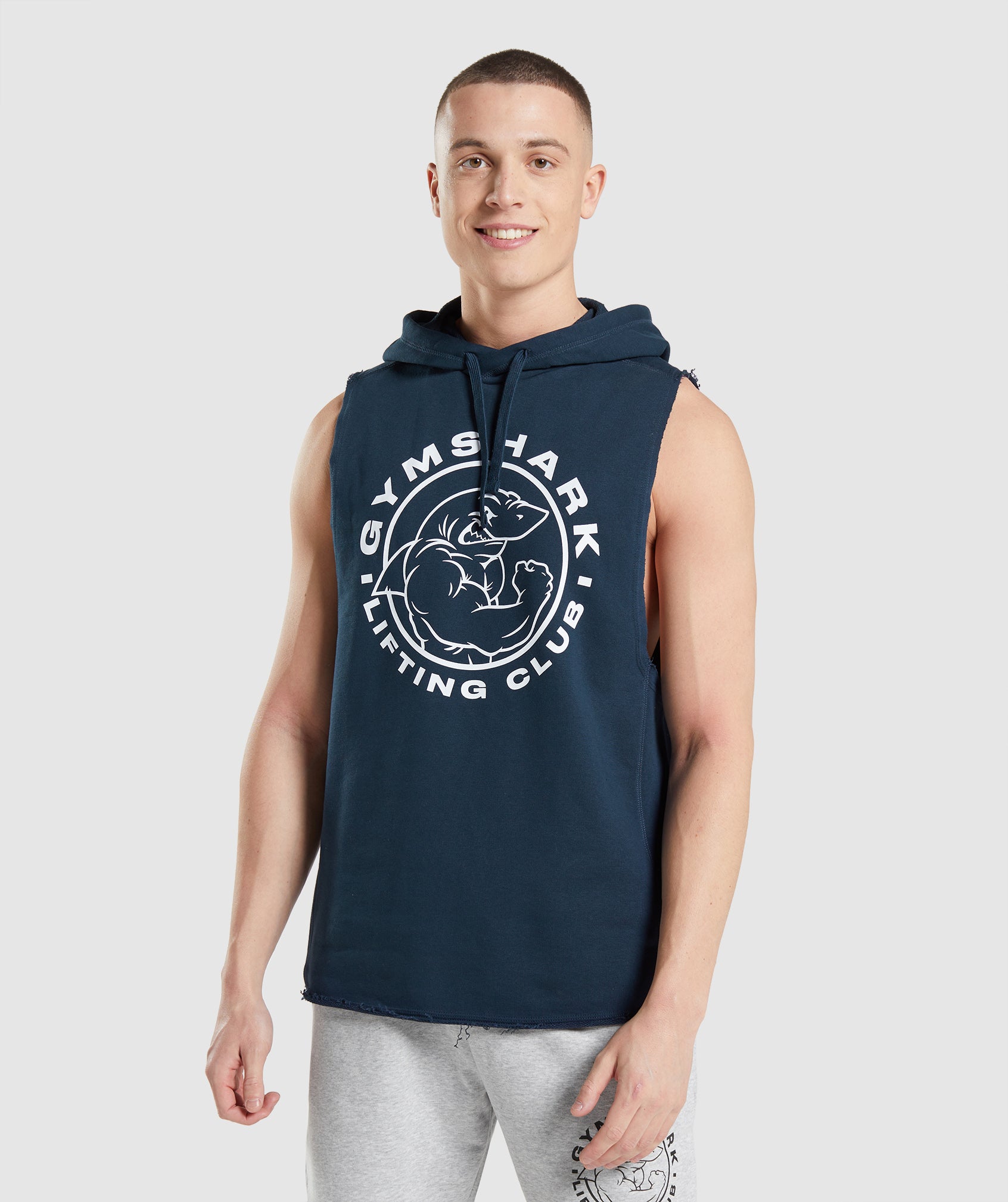 Navy Men\'s Gymshark Legacy Drop Arm Hoodie | CSMRUH-512