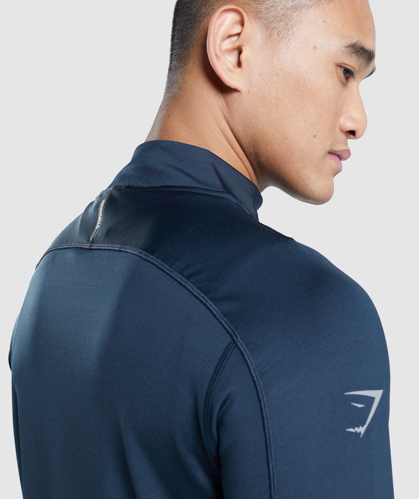 Navy Men's Gymshark Speed Evolve 1/4 Zip Tops | WQYURG-845