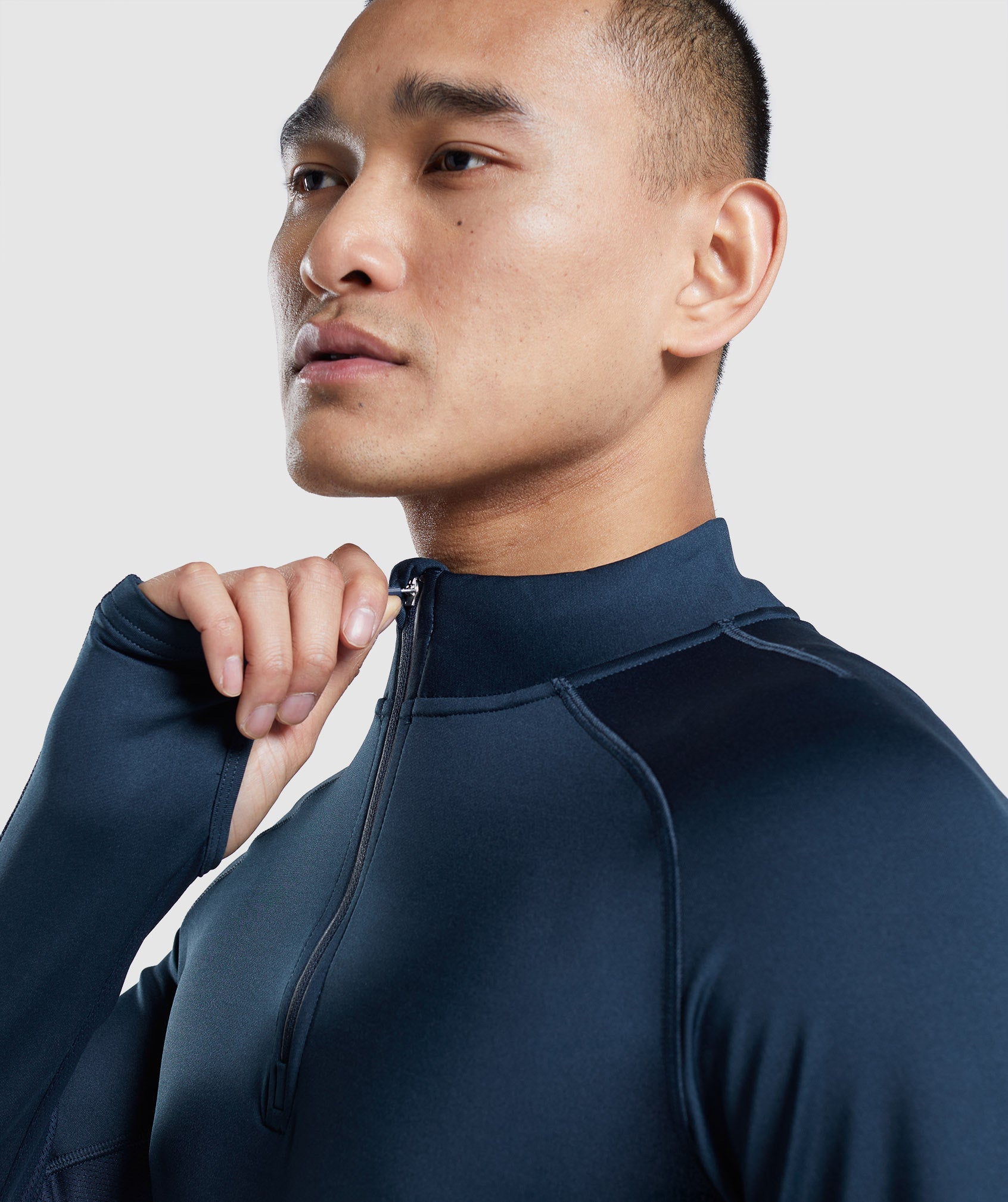 Navy Men's Gymshark Speed Evolve 1/4 Zip Tops | WQYURG-845