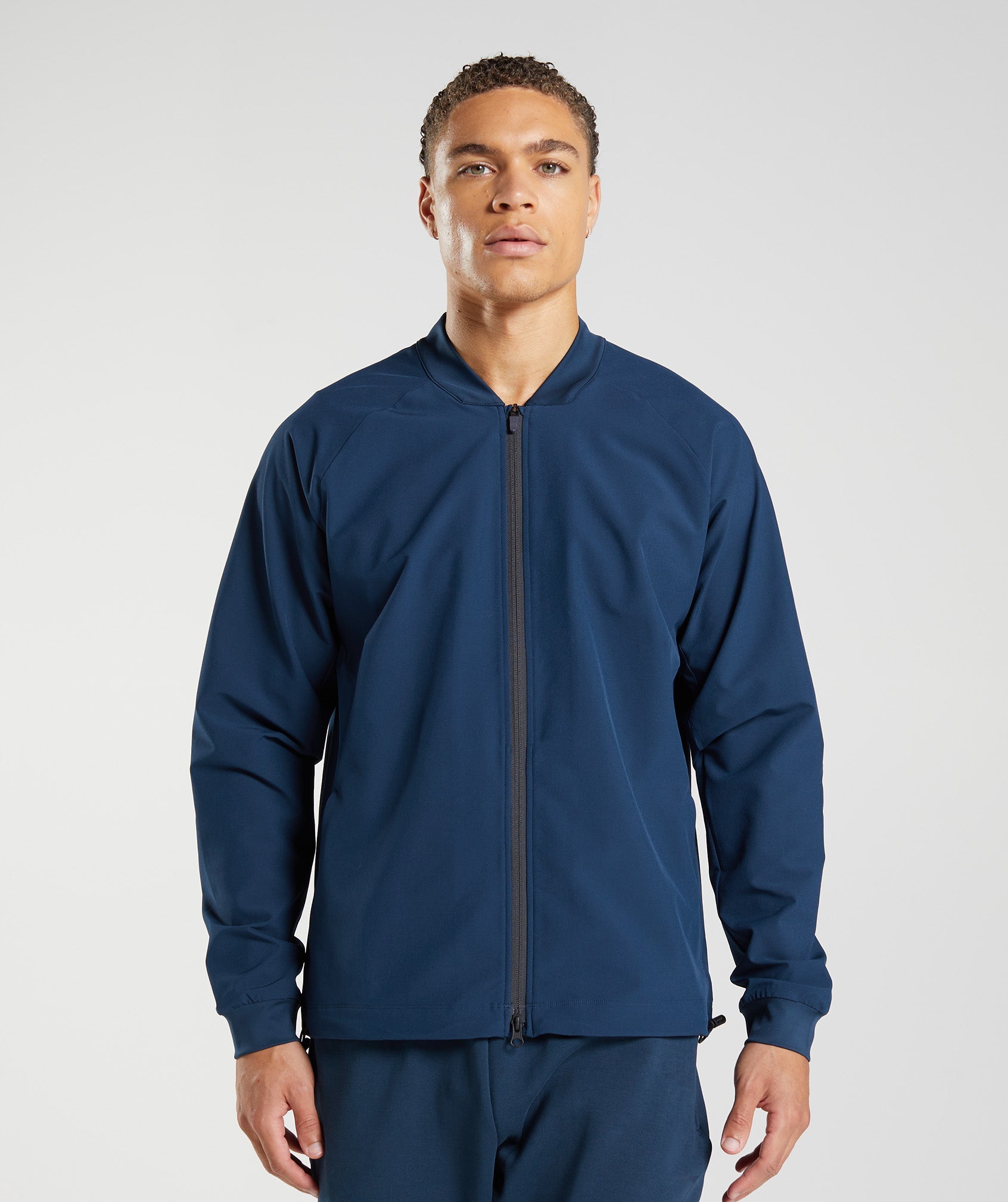 Navy Men\'s Gymshark Studio Jackets | OGYEFP-961