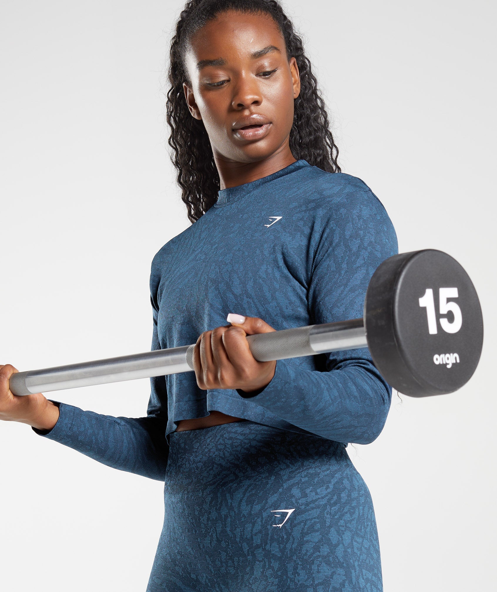 Navy Women's Gymshark Adapt Animal Seamless Long Sleeve Tops | CONHSE-394