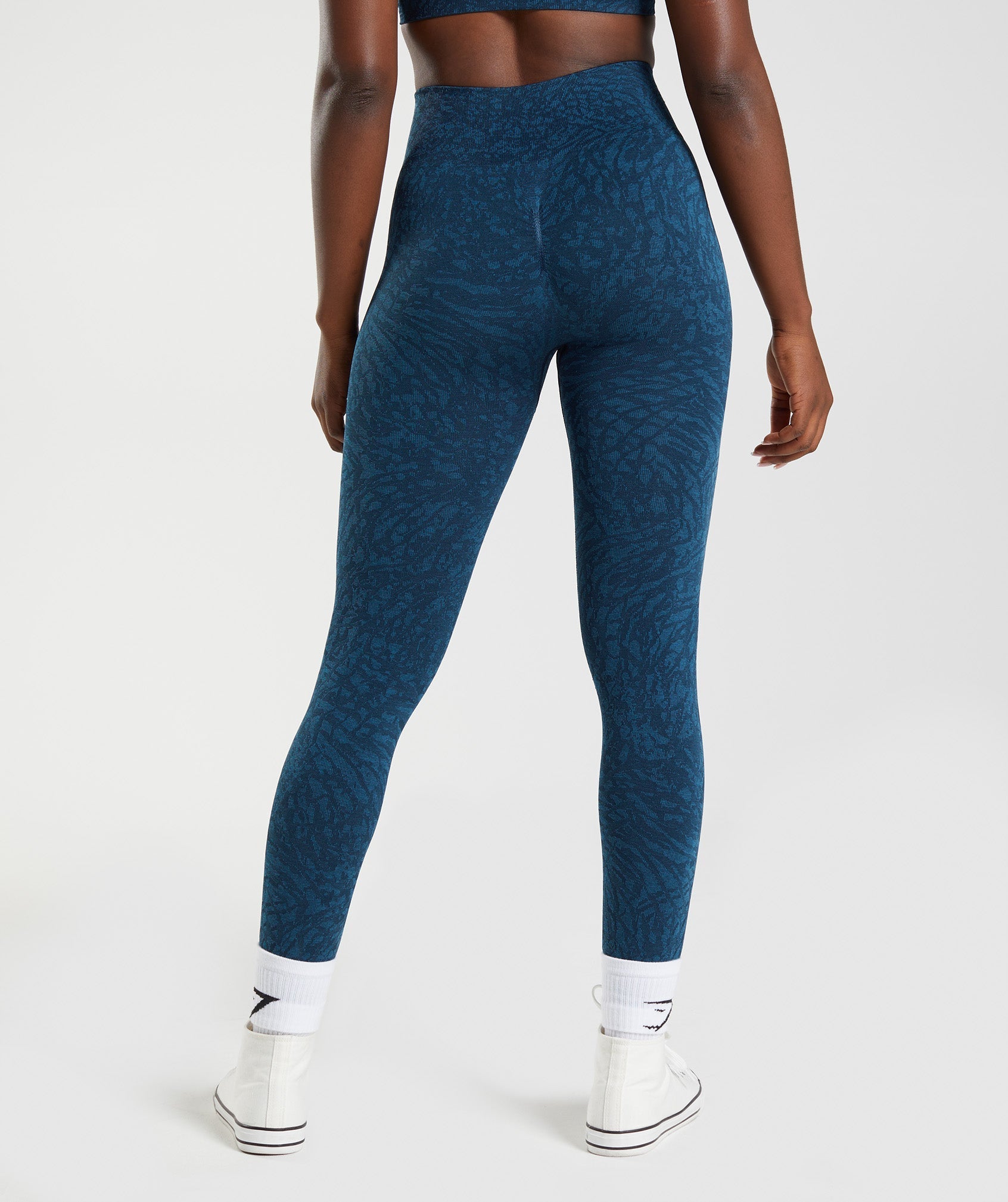 Navy Women's Gymshark Adapt Animal Seamless Leggings | UWKLJV-584