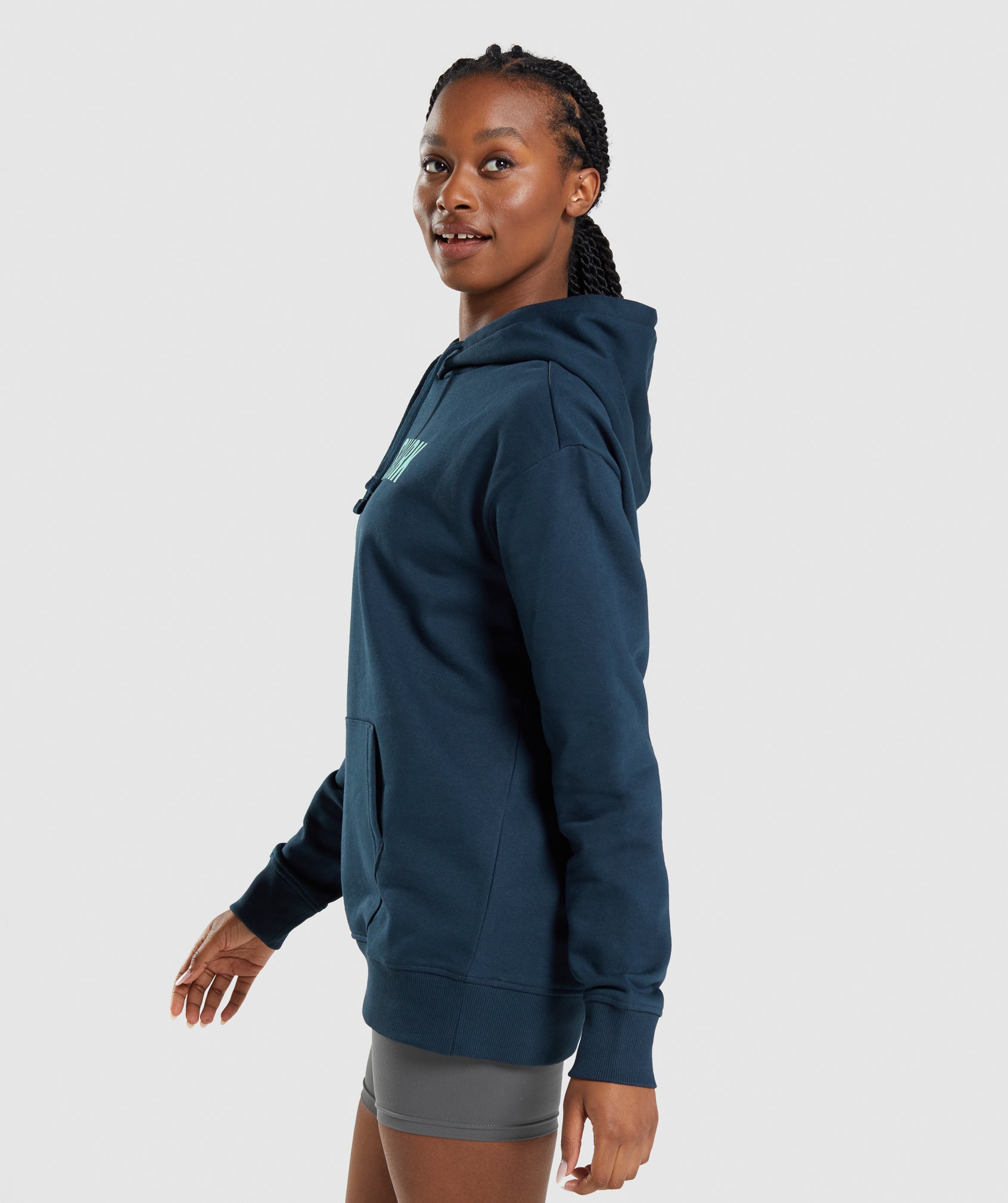 Navy Women's Gymshark Apollo Oversized Hoodie | BTJEYN-921