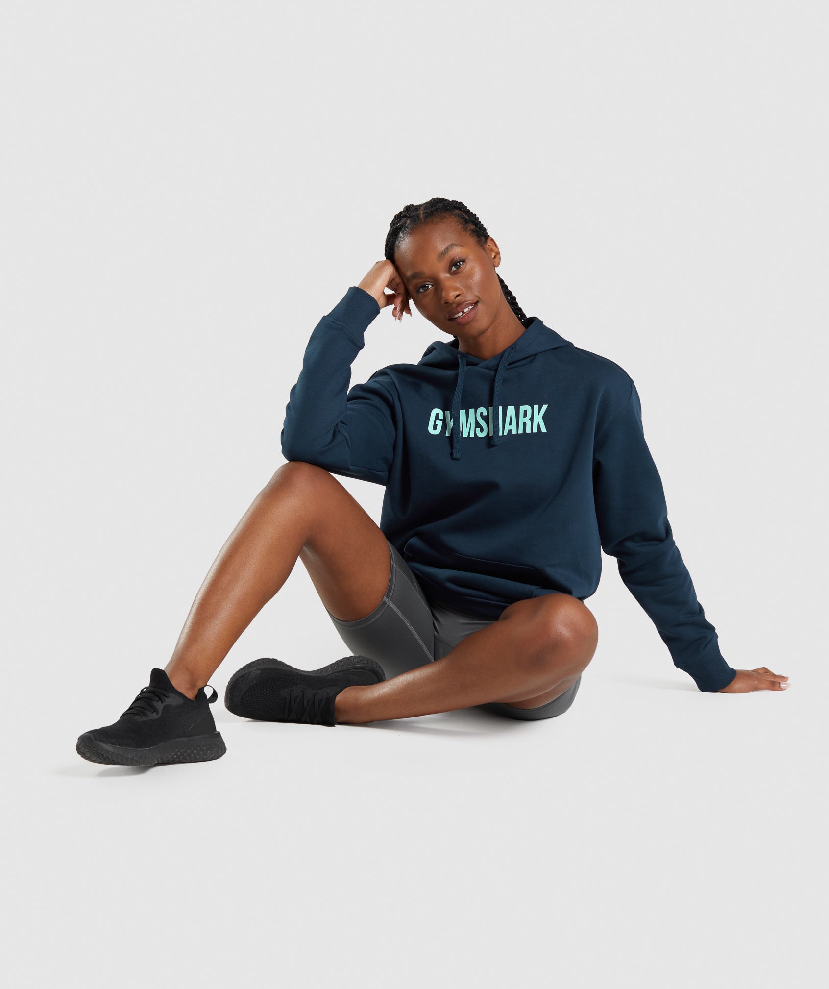 Navy Women's Gymshark Apollo Oversized Hoodie | BTJEYN-921