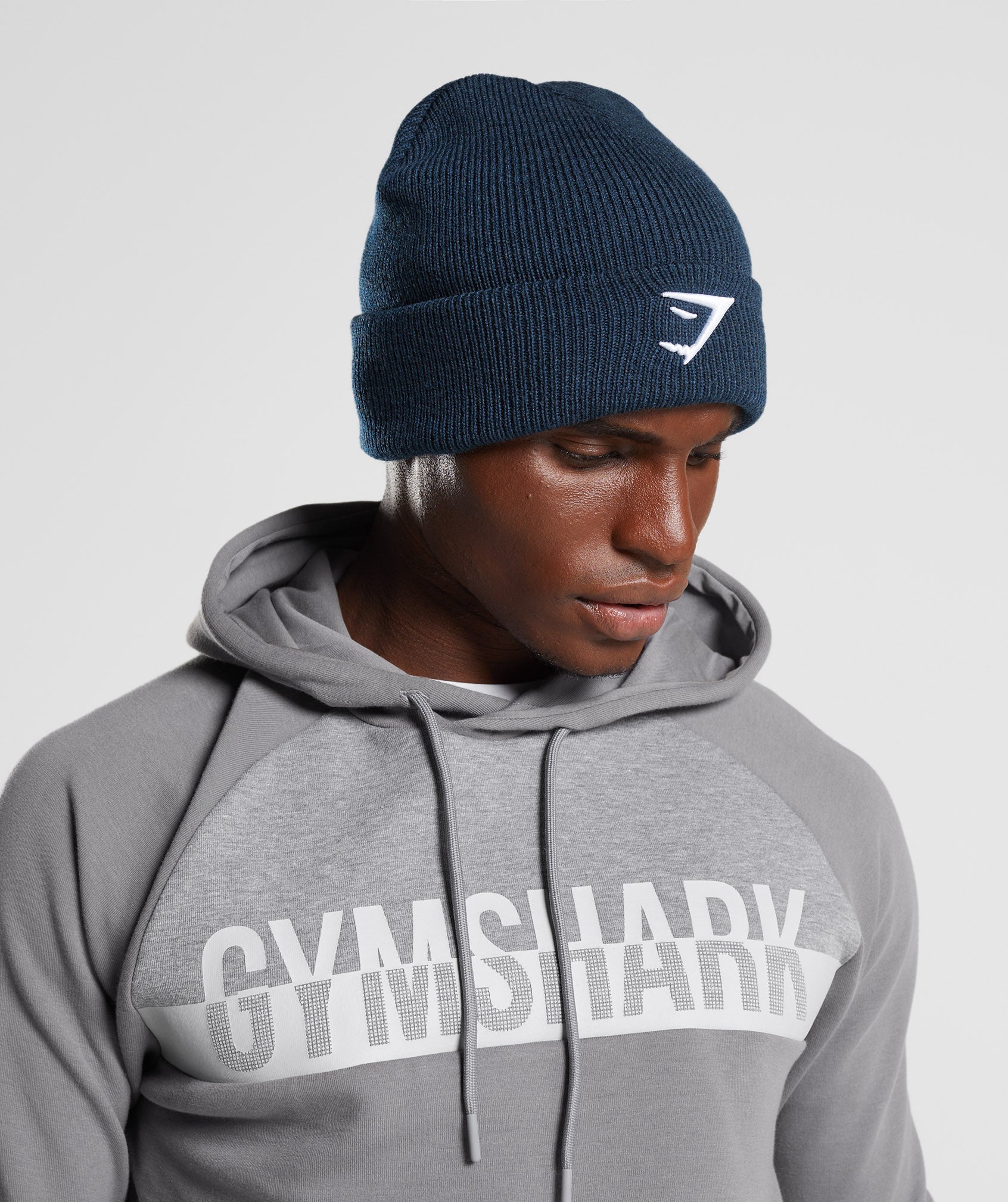 Navy Women's Gymshark Sharkhead Beanie Hats | ZRENQU-824