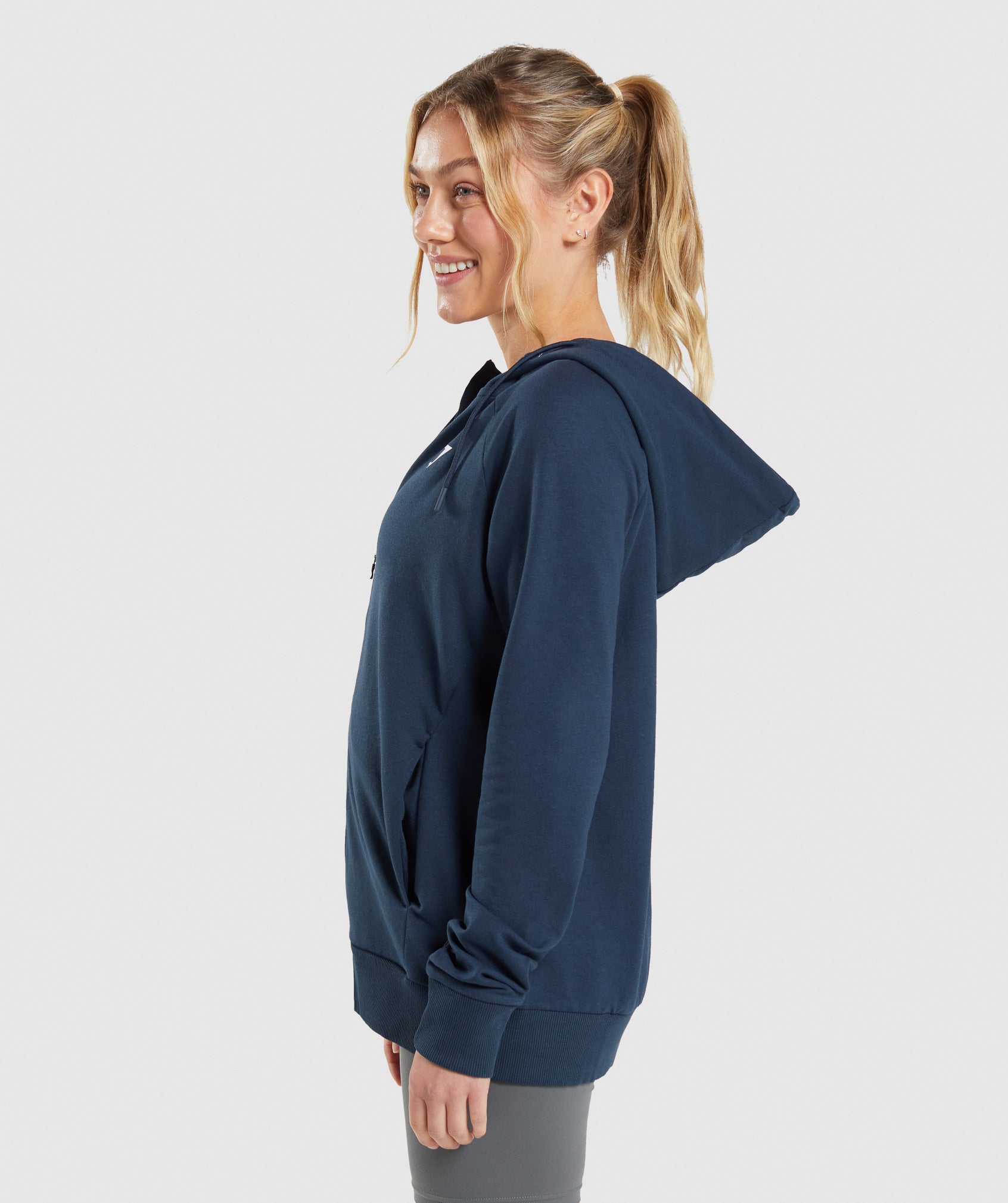 Navy Women's Gymshark Training Zip Hoodie | NWUXYT-251