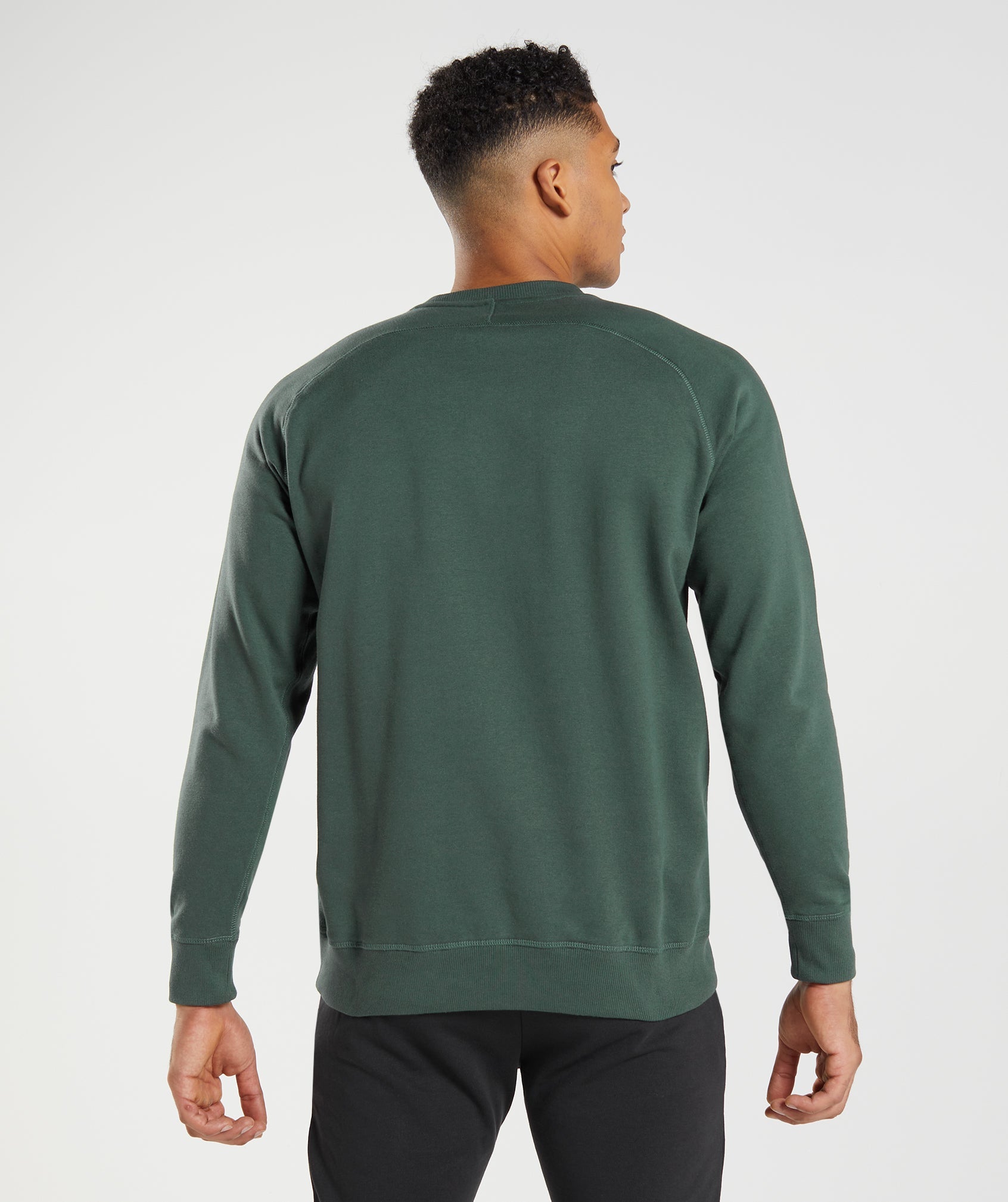 Obsidian Green Men's Gymshark Apollo Crew Sweatshirts | SDFUWJ-640