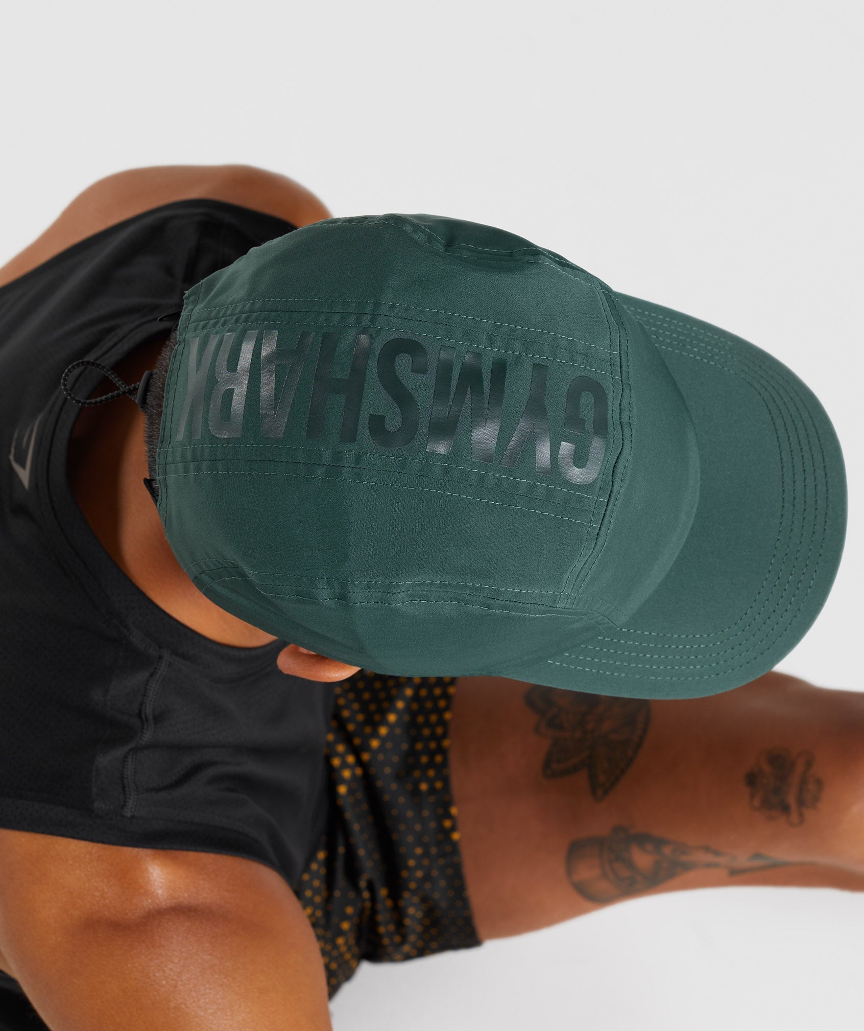 Obsidian Green Men's Gymshark Logo 5 Panel Hats | RZFOKN-930