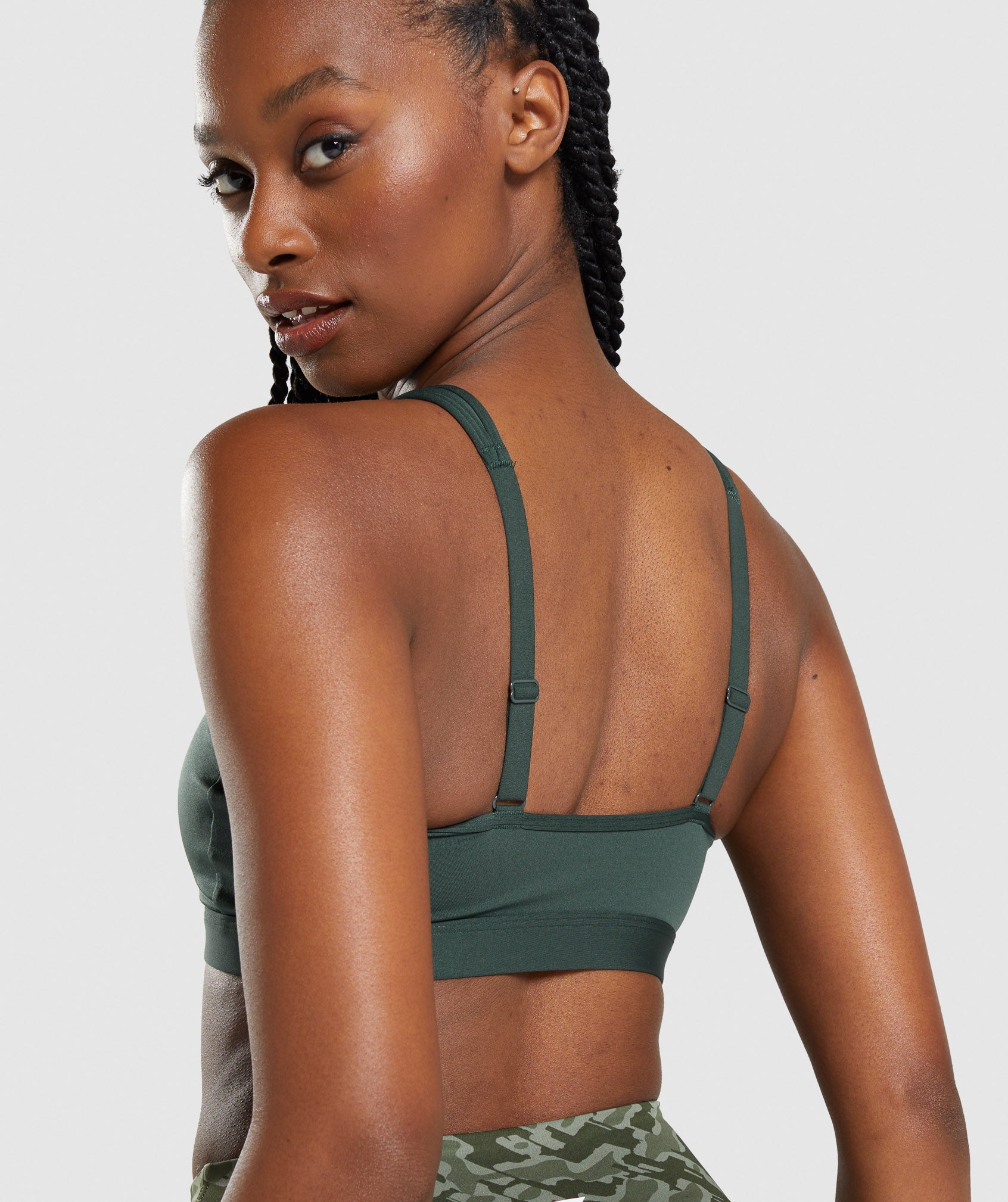 Obsidian Green Women's Gymshark Scoop Neck Sports Bra | DAKEQH-328