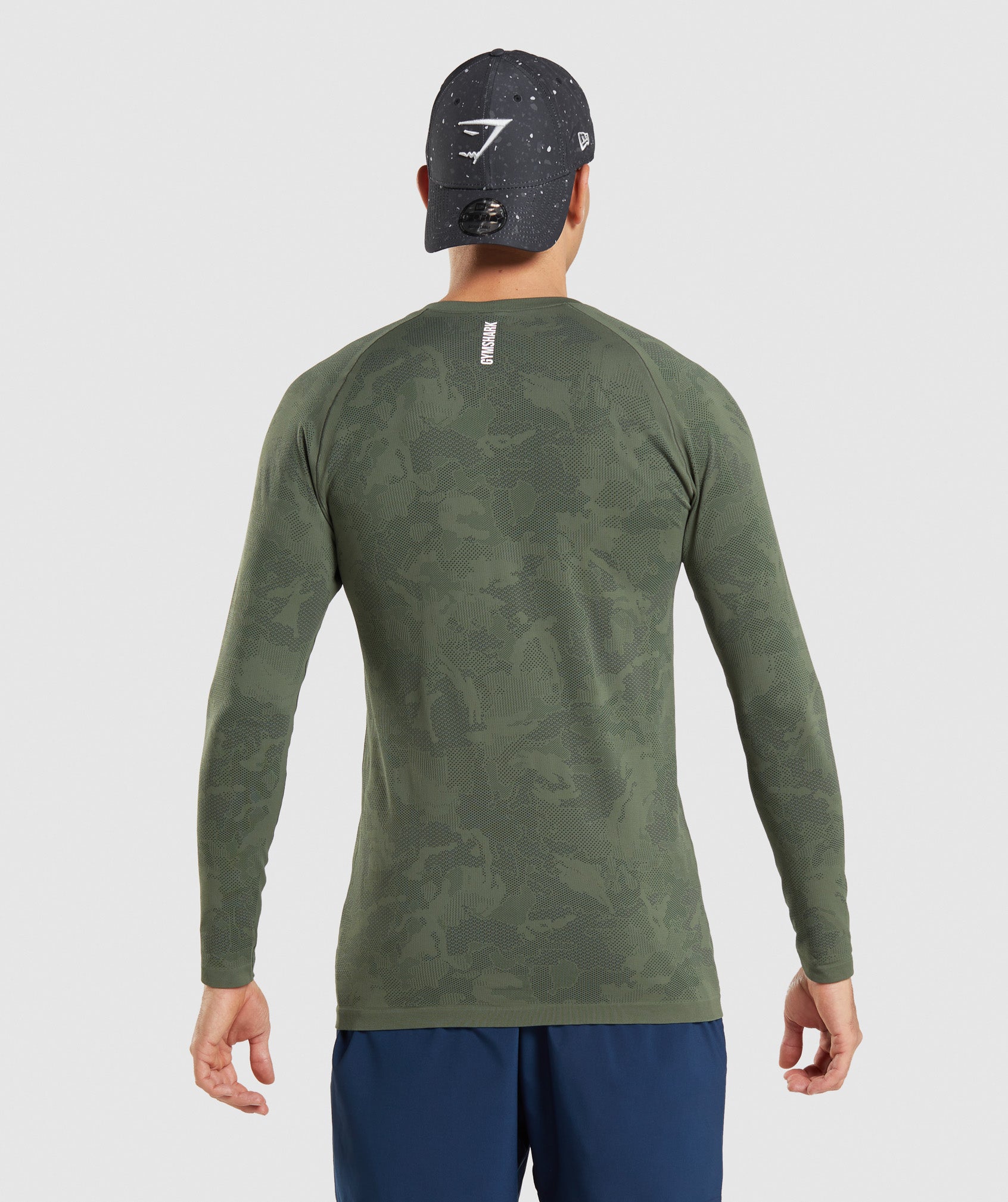 Olive / Black Men's Gymshark Geo Seamless Long Sleeve T Shirts | NHKDZP-294