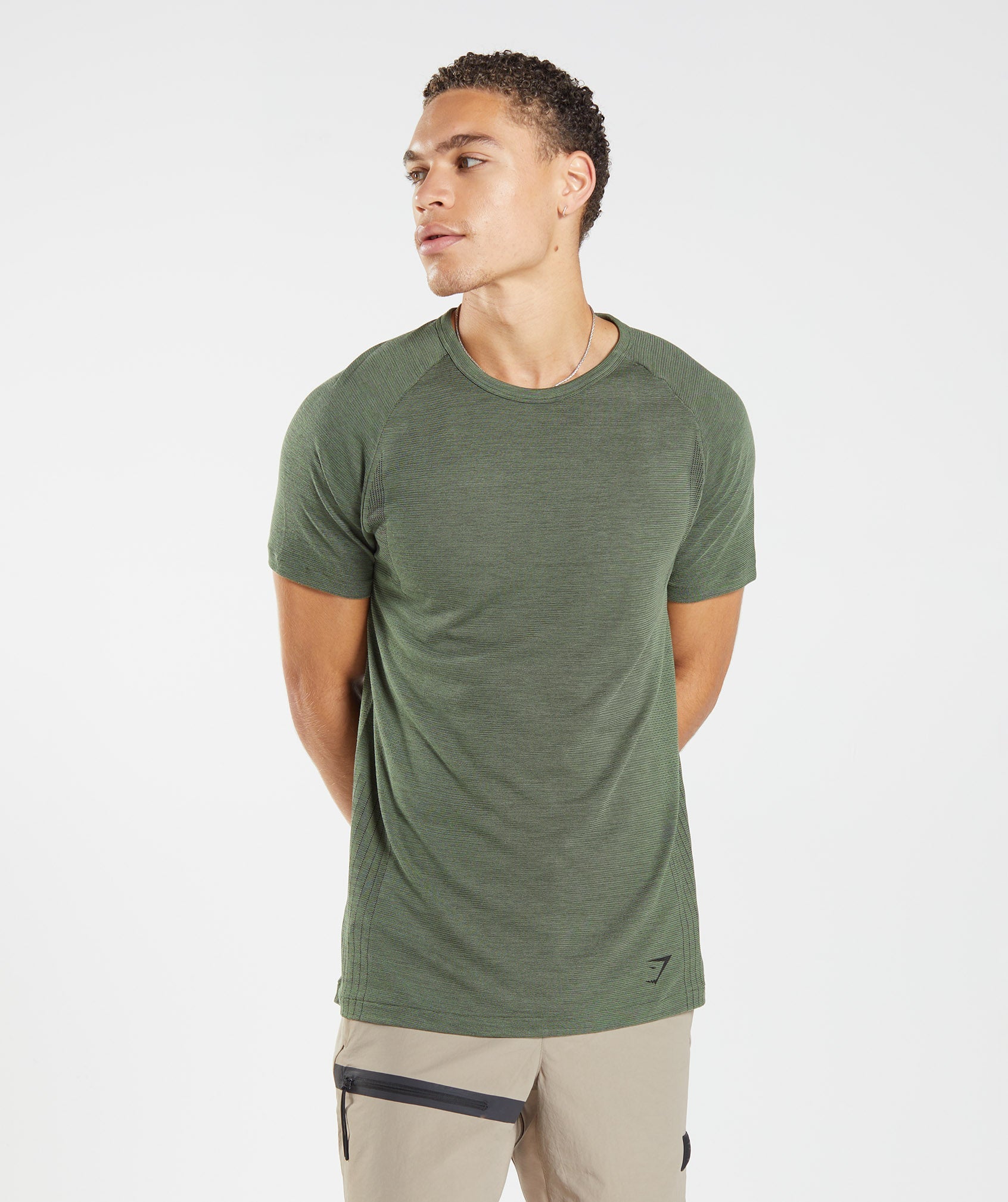 Olive / Black Men\'s Gymshark Retake Seamless T Shirts | BFUGOY-643