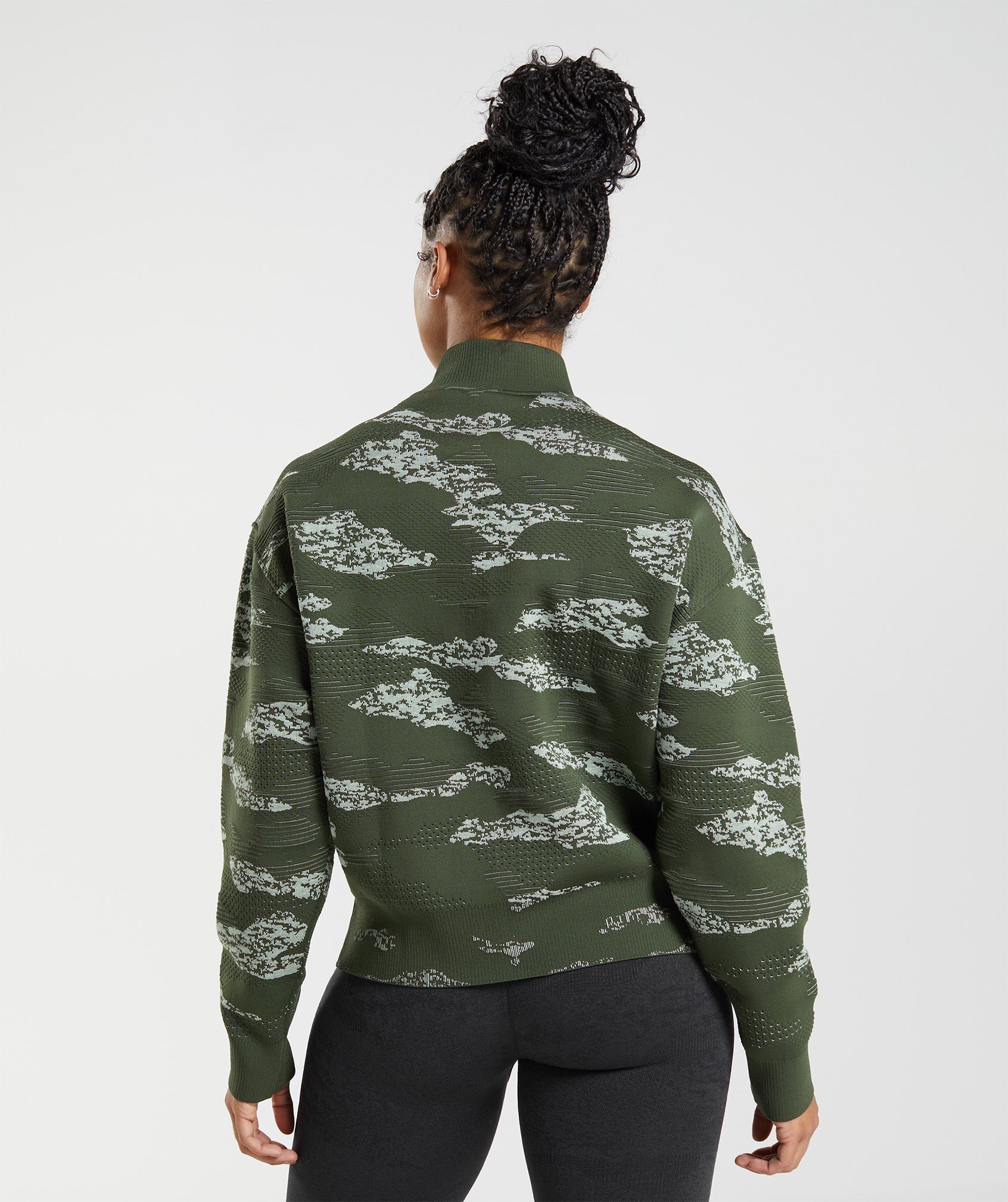 Olive / Green Women's Gymshark Adapt Camo Seamless Track Jackets | CQWRXM-183