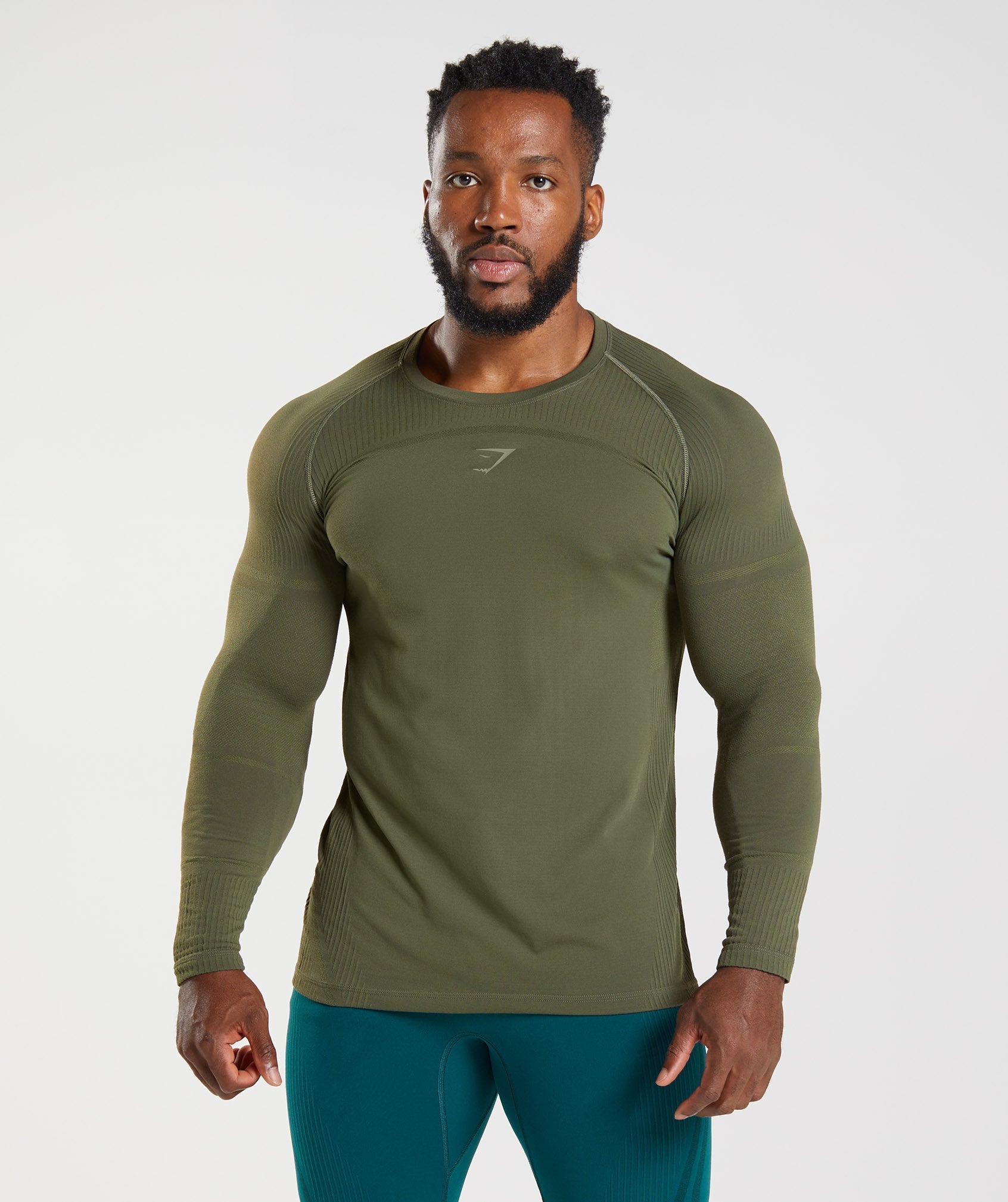 Olive Men\'s Gymshark 315 Long Sleeve T Shirts | AXVMZN-912