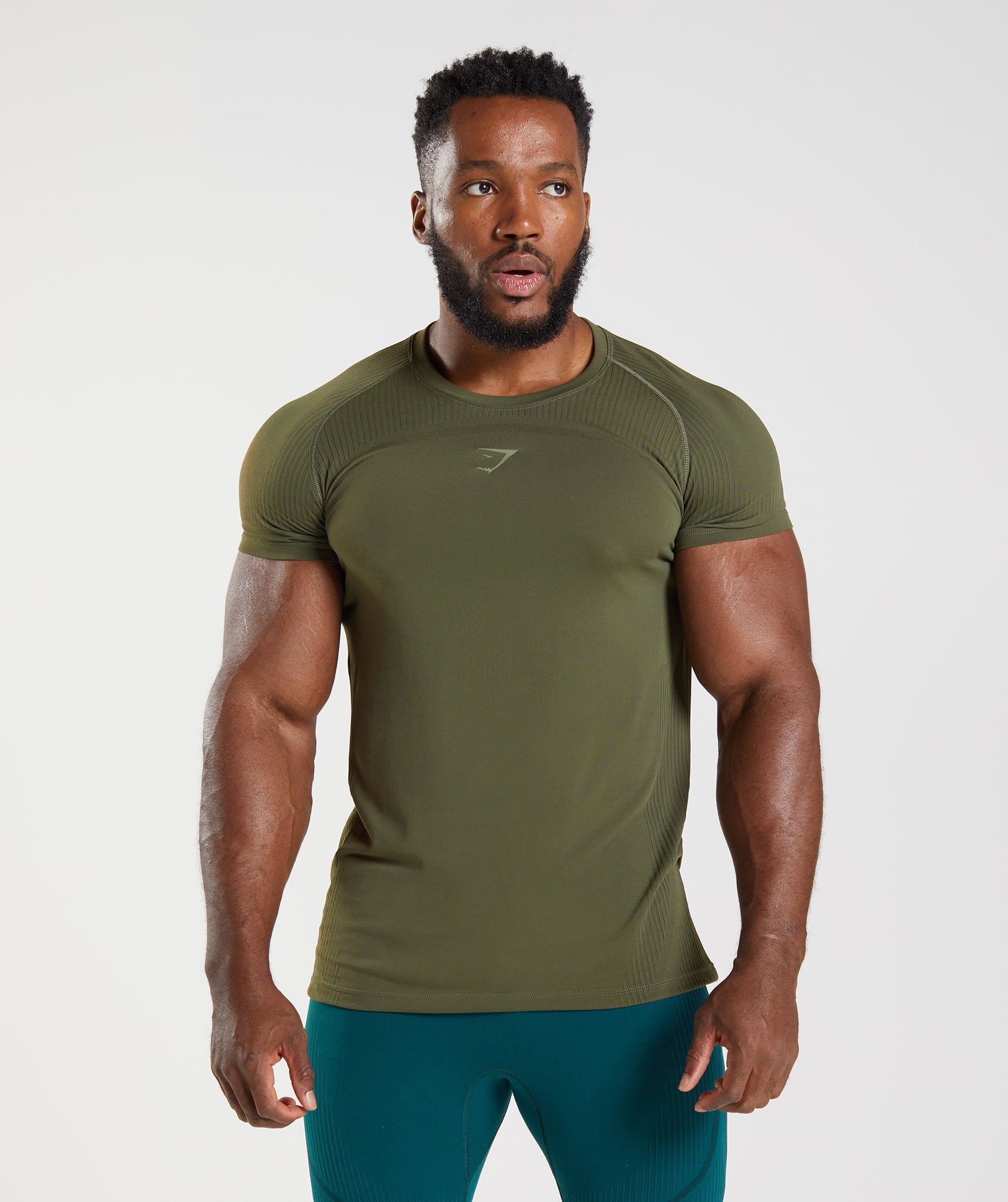 Olive Men\'s Gymshark 315 Seamless T Shirts | IVZNGT-483