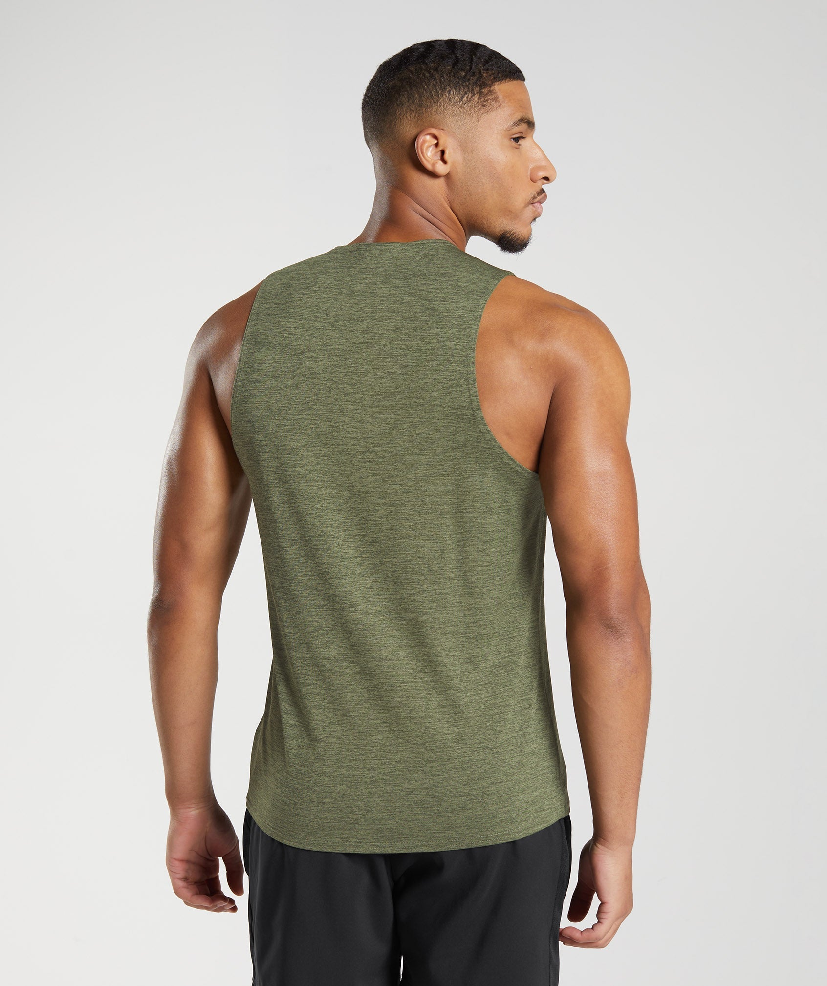 Olive Men's Gymshark Arrival Slim Marl Tanks | WBIKOH-650