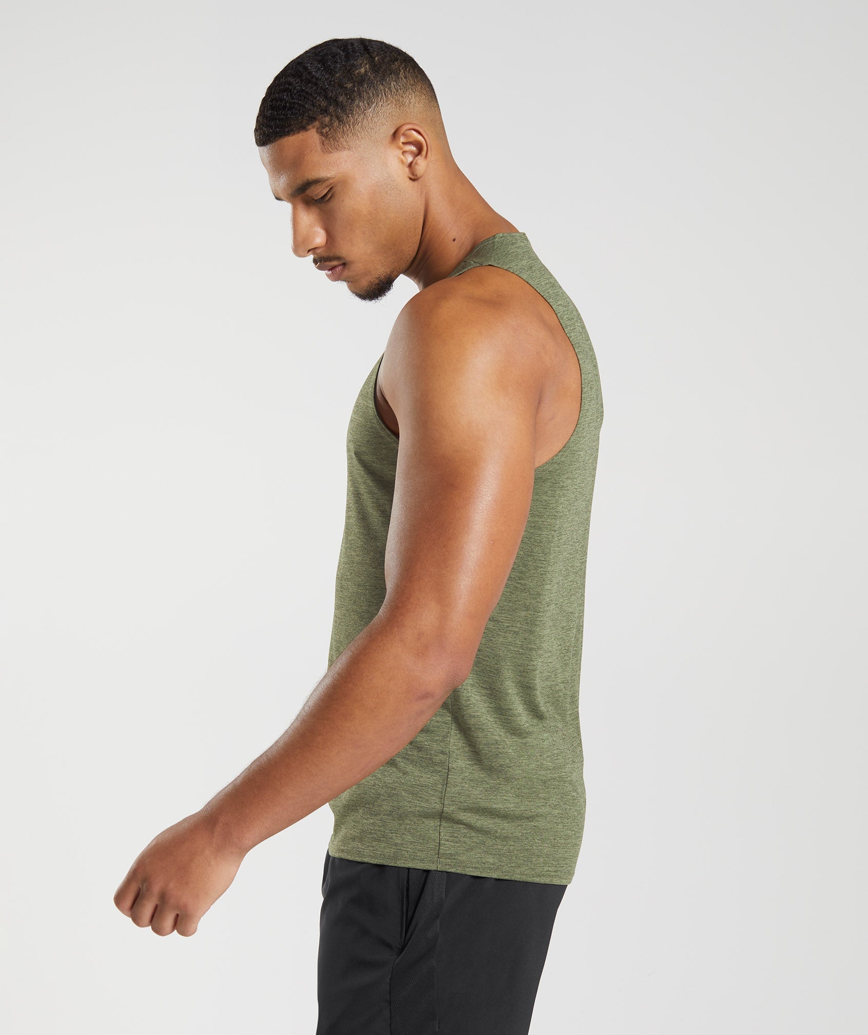 Olive Men's Gymshark Arrival Slim Marl Tanks | WBIKOH-650