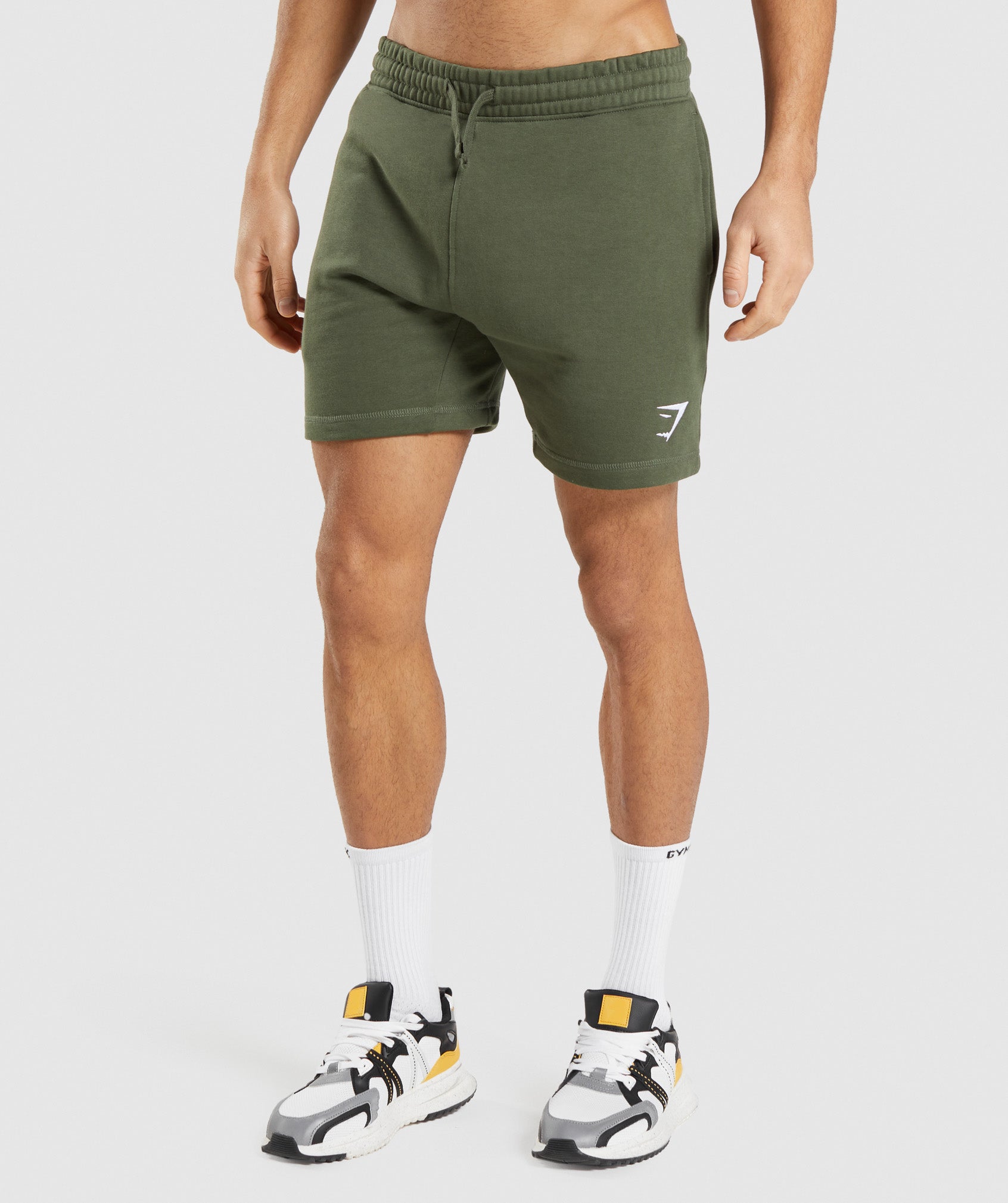 Olive Men\'s Gymshark Crest Shorts | CZDOQP-410