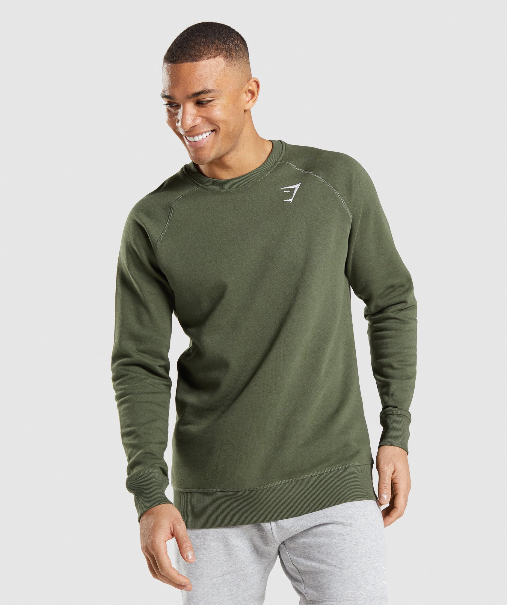 Olive Men\'s Gymshark Crest Sweatshirts | SOKGYT-751