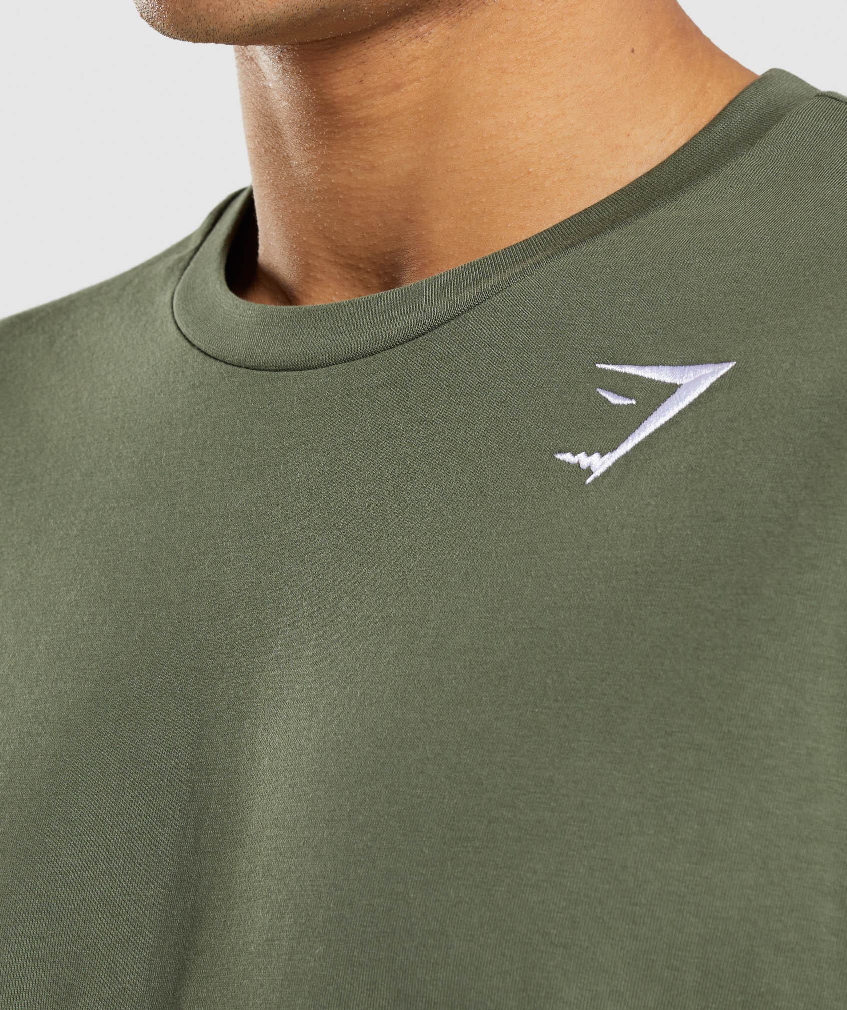 Olive Men's Gymshark Crest T Shirts | WLUKQE-543