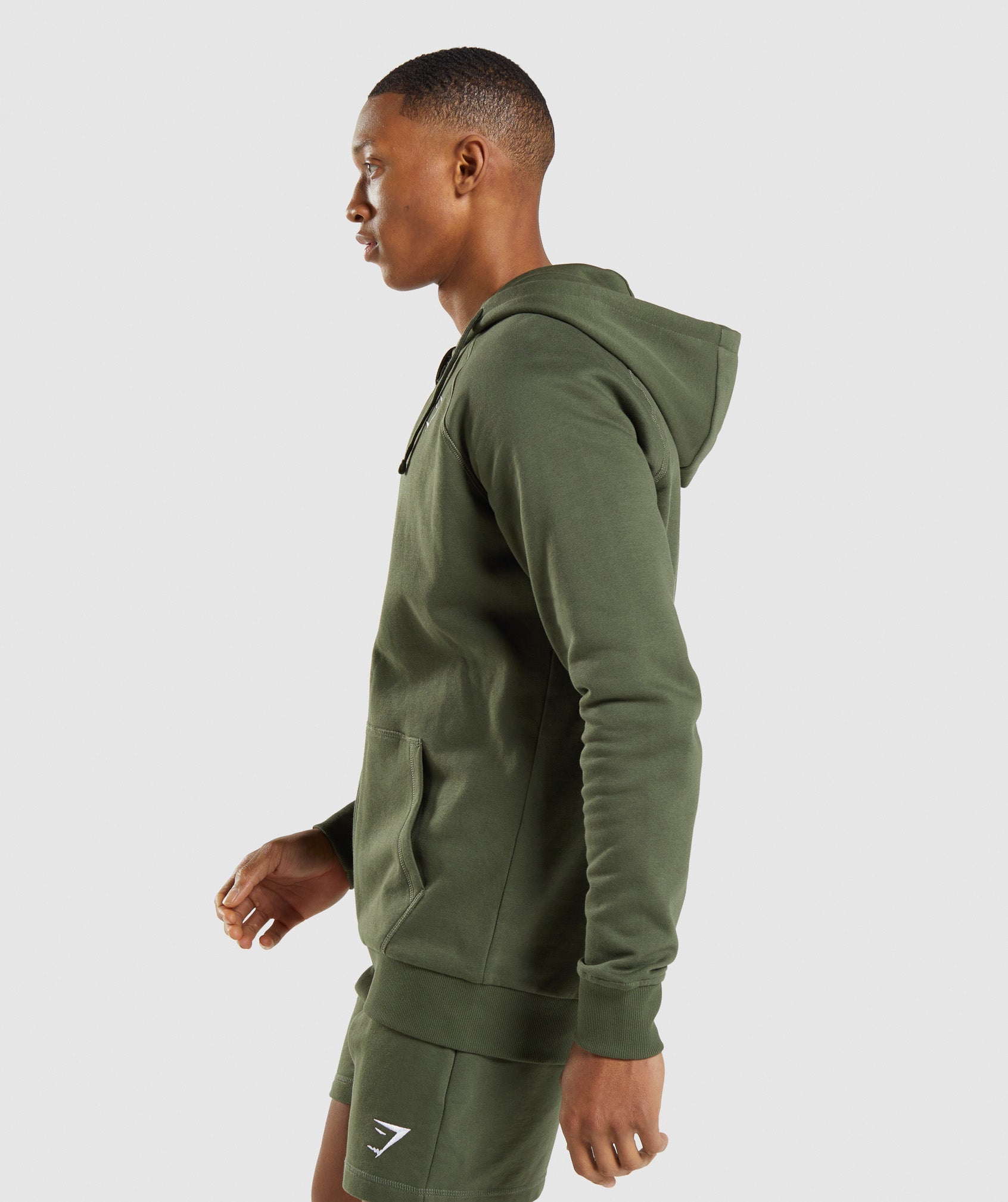 Olive Men's Gymshark Crest Zip Up Hoodie | FLKCPI-132