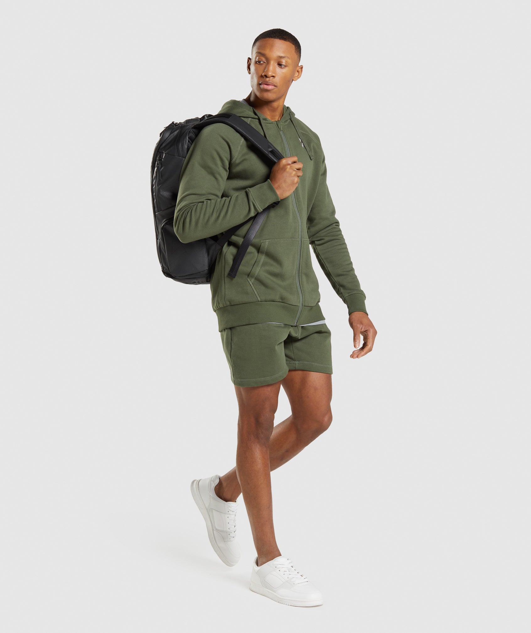 Olive Men's Gymshark Crest Zip Up Hoodie | FLKCPI-132