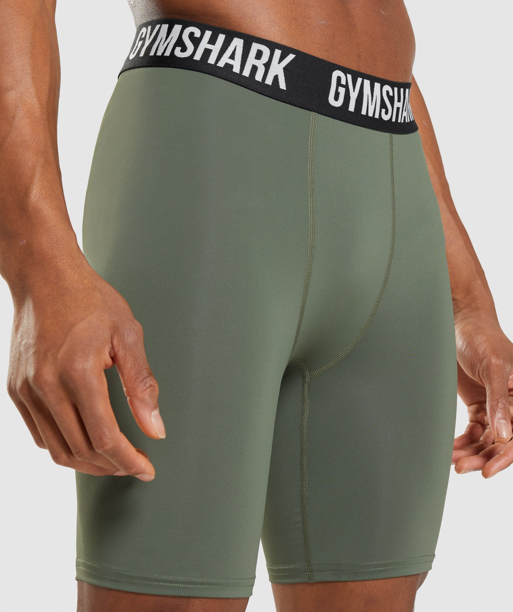 Olive Men's Gymshark Element Baselayer Shorts | QJREFX-835