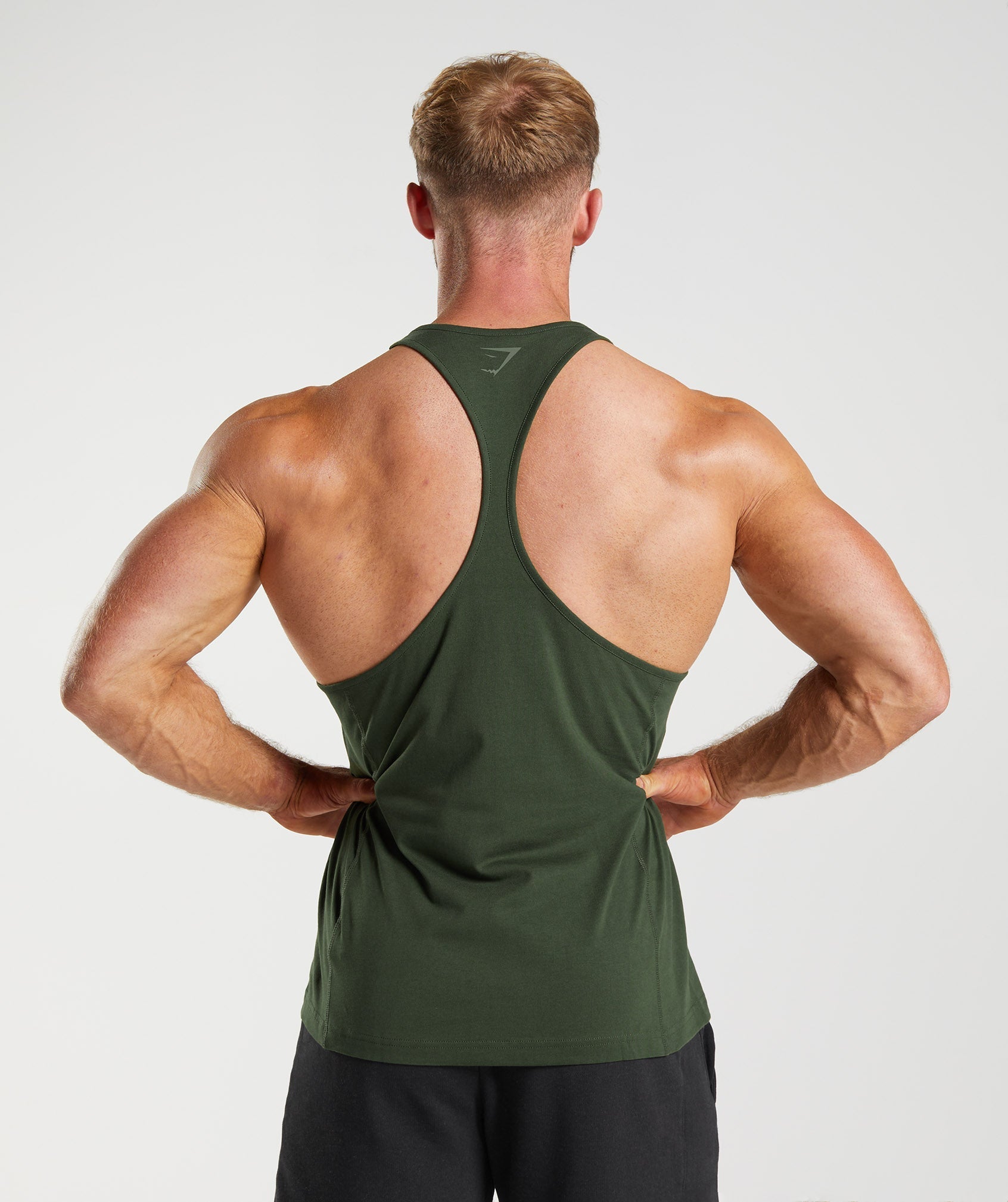 Olive Men's Gymshark Power Stringer Vest | JHQTLK-140