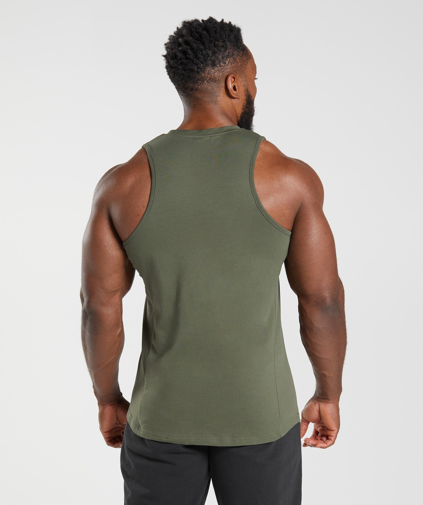 Olive Men's Gymshark React Tanks | VHBQYS-148