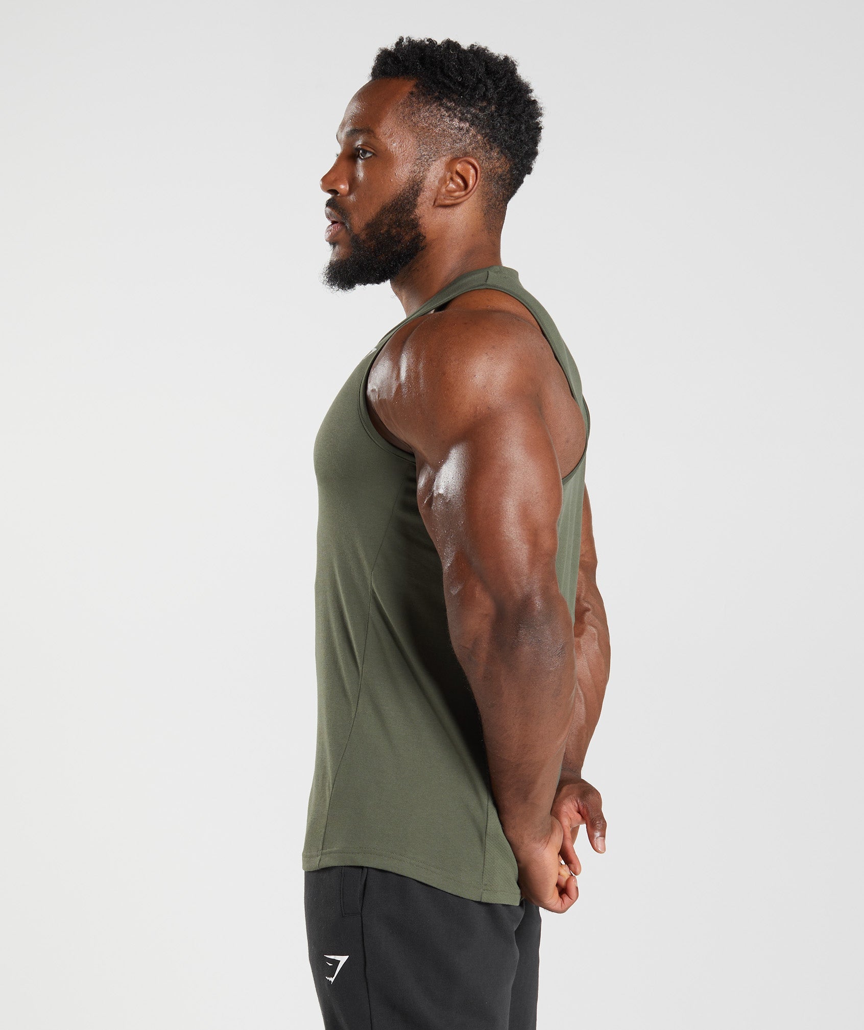 Olive Men's Gymshark React Tanks | VHBQYS-148