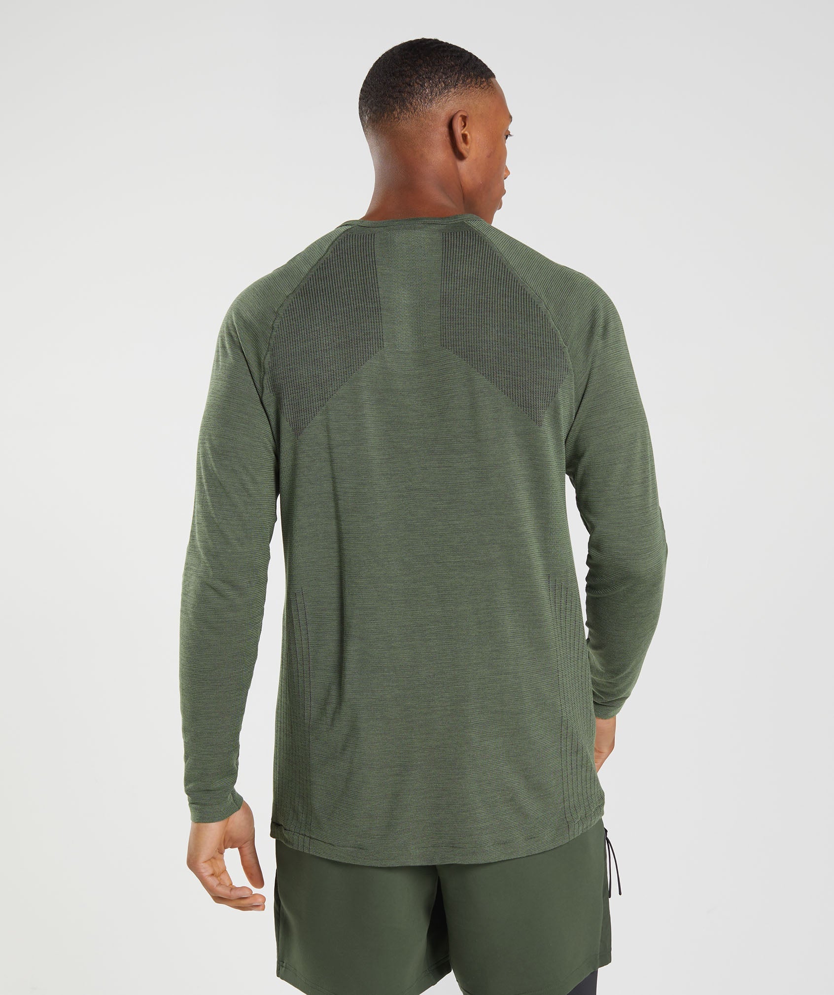 Olive Men's Gymshark Retake Seamless Long Sleeve T Shirts | YZAFGI-371