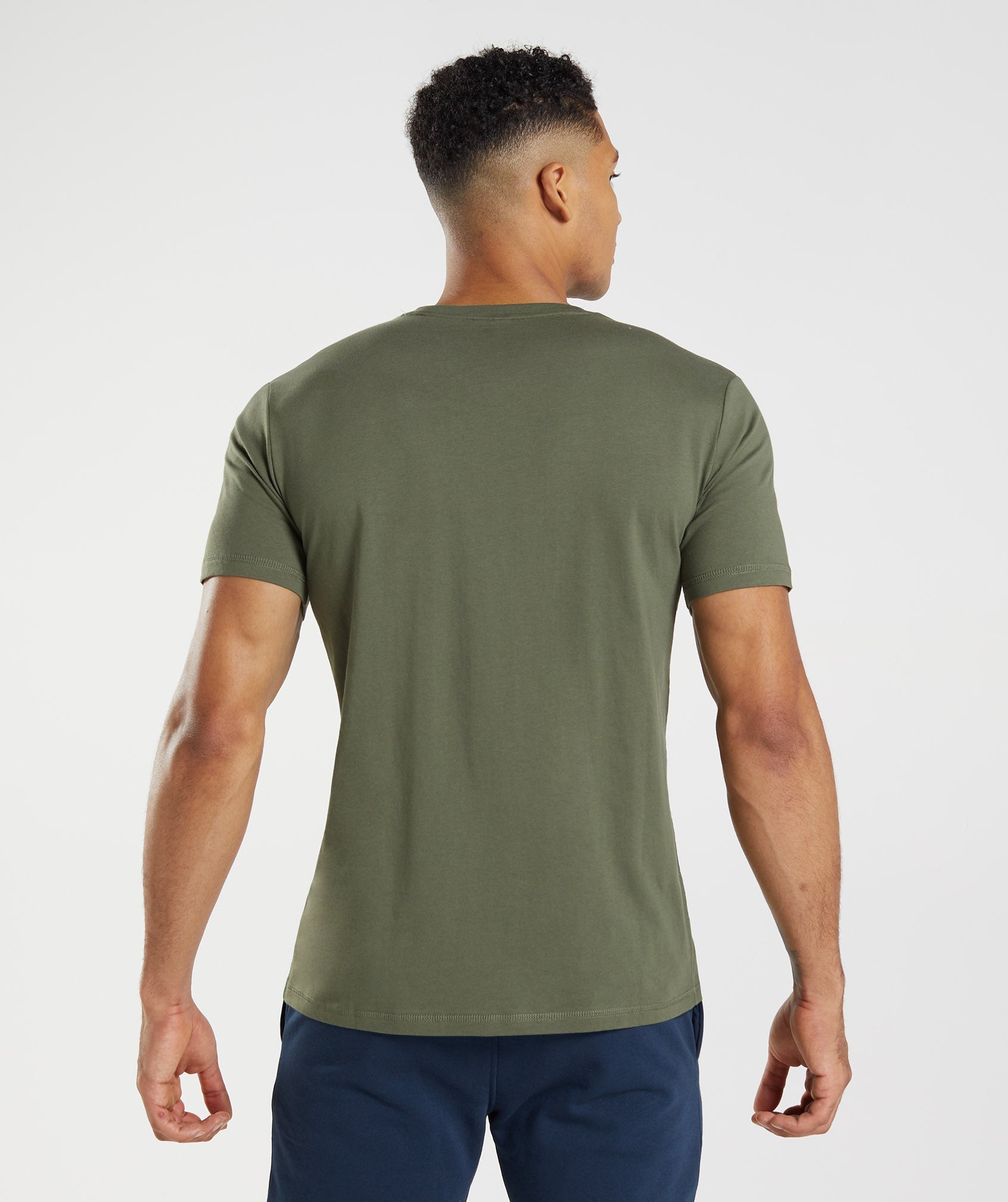 Olive Men's Gymshark Sharkhead Infill T Shirts | UVMXOS-801