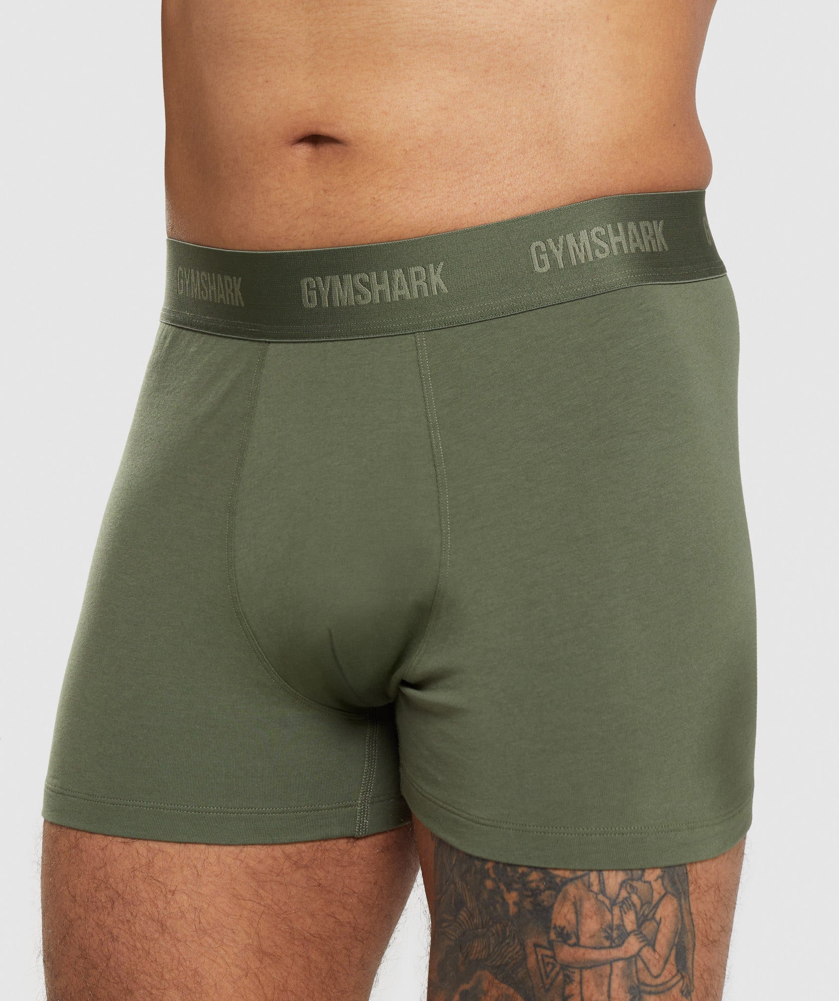 Olive / Navy Men's Gymshark Boxers 2pk Underwear | HSXLNO-640