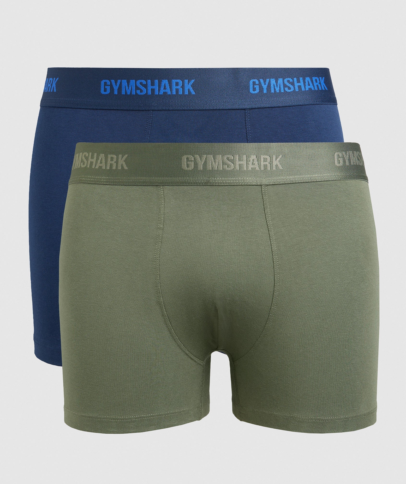 Olive / Navy Men\'s Gymshark Boxers 2pk Underwear | HSXLNO-640