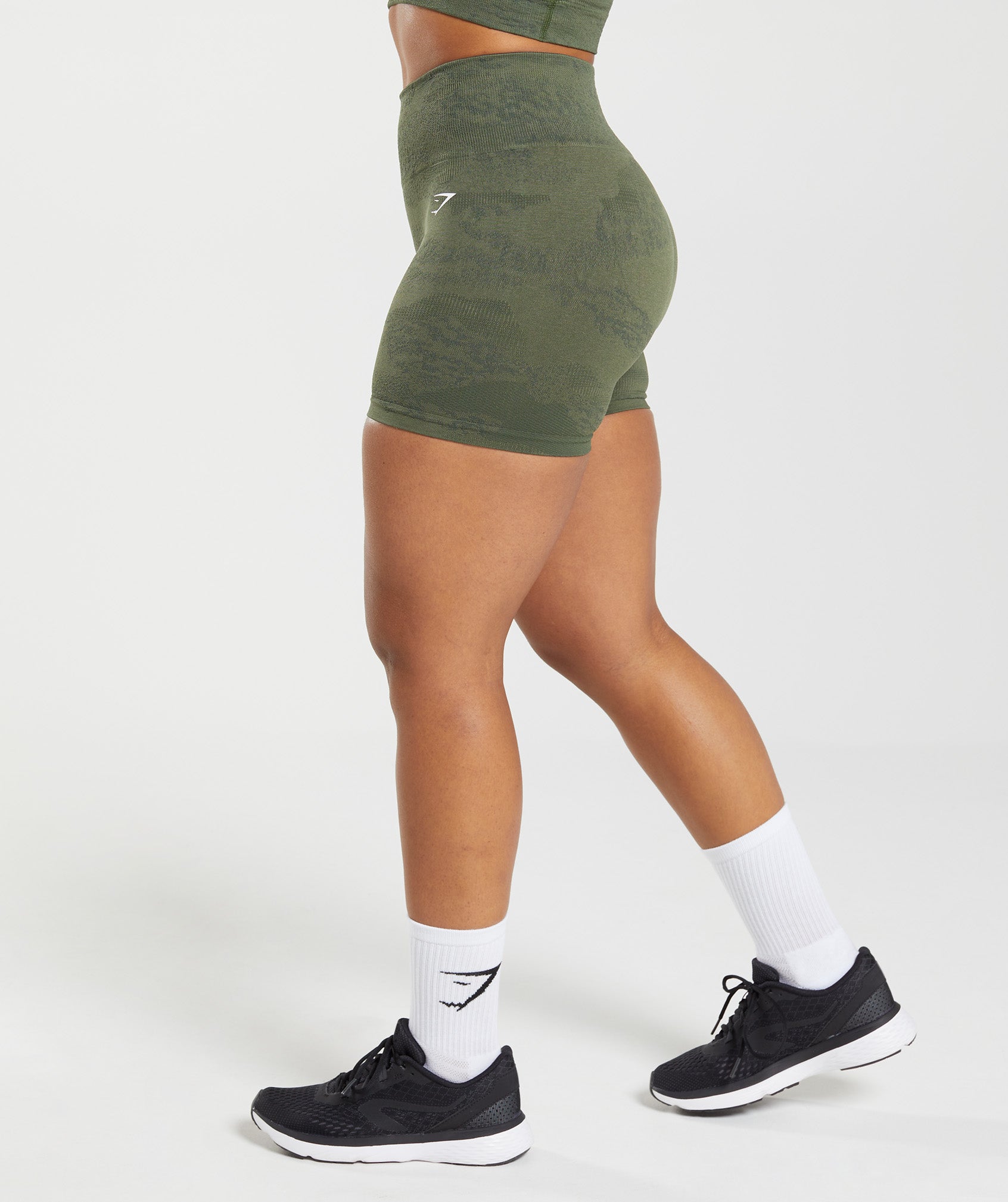 Olive Women's Gymshark Adapt Camo Seamless Shorts | GDTUOZ-768