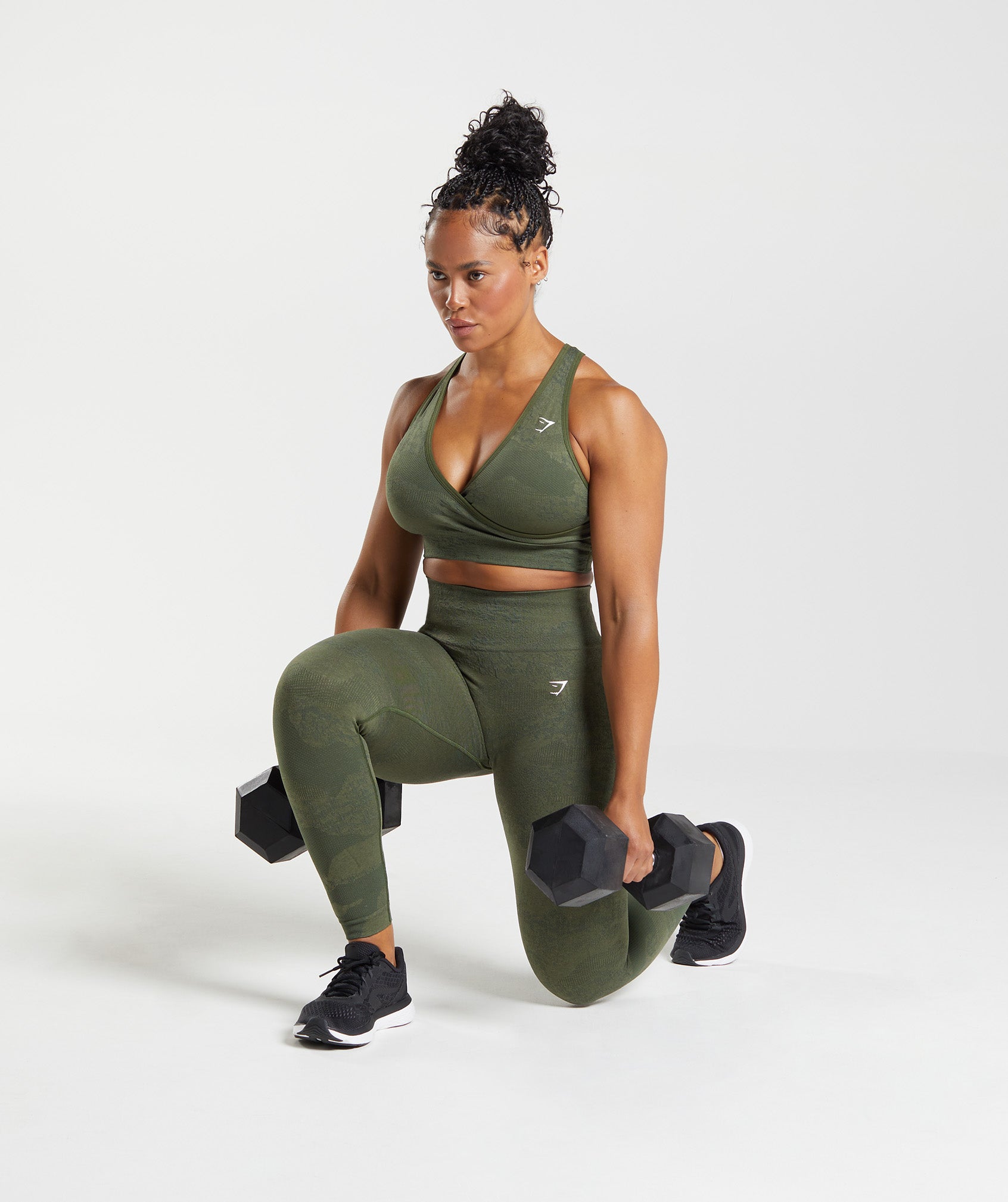 Olive Women's Gymshark Adapt Camo Seamless Leggings | SILXMC-873