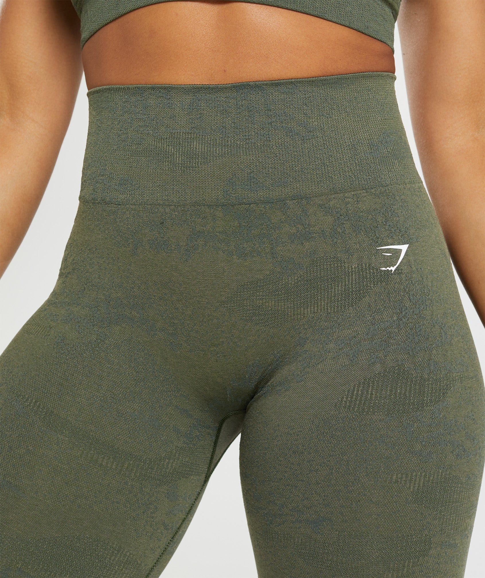 Olive Women's Gymshark Adapt Camo Seamless Leggings | SILXMC-873