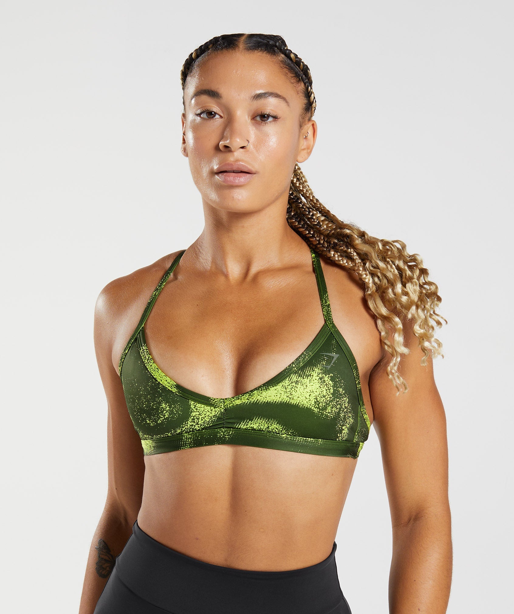 Olive Women\'s Gymshark GS Power Minimal Sports Bra | JLVMWE-236