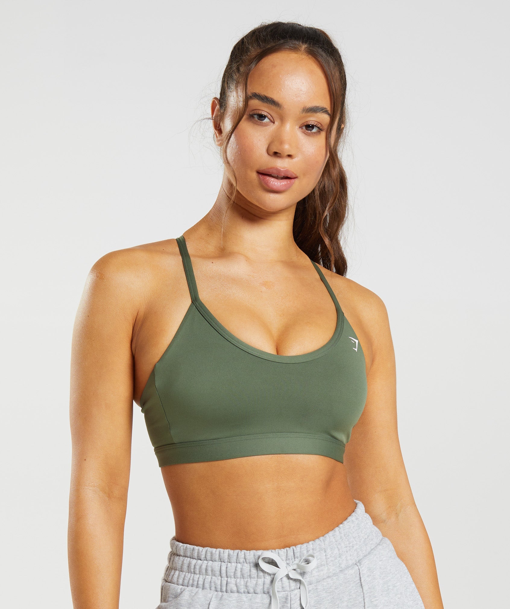 Olive Women\'s Gymshark V Neck Sports Bra | USJGIM-193