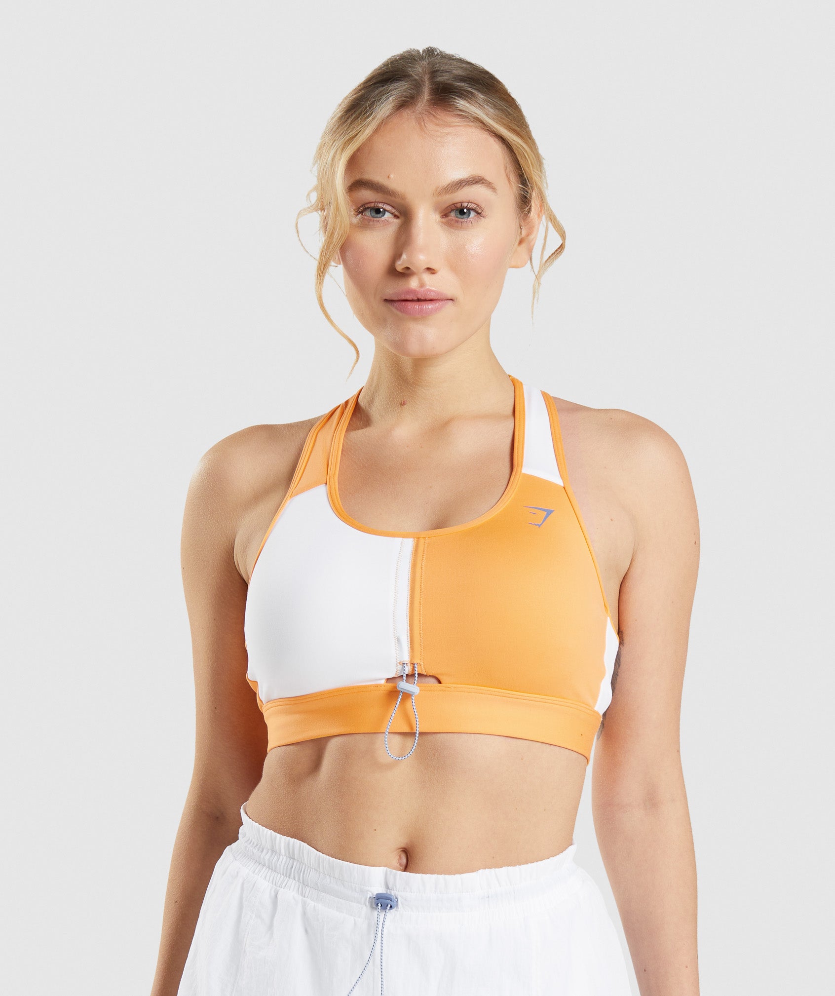 Orange / White Women\'s Gymshark Pulse Sports Bra | OBECSA-259