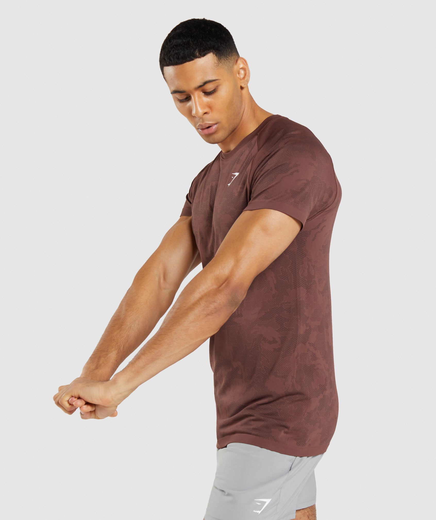 Pink Brown / Black Men's Gymshark Geo Seamless T Shirts | NYJQMX-107