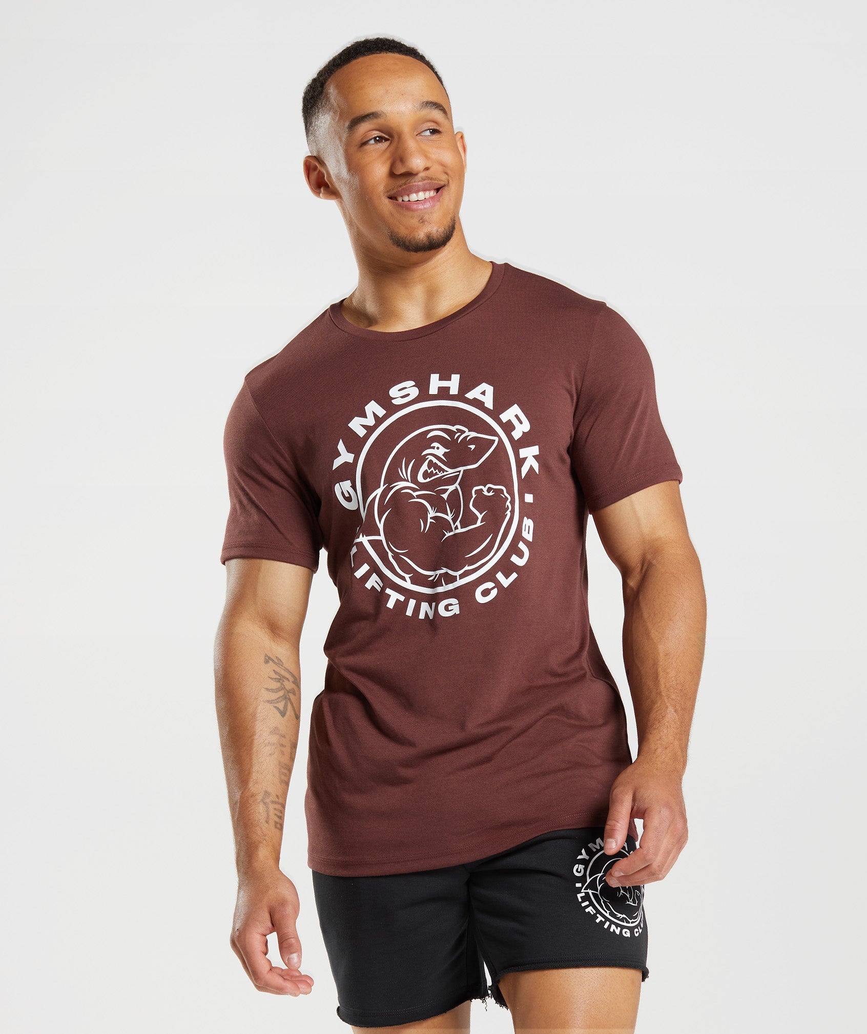 Pink Brown Men\'s Gymshark Legacy T Shirts | JQRWYK-421