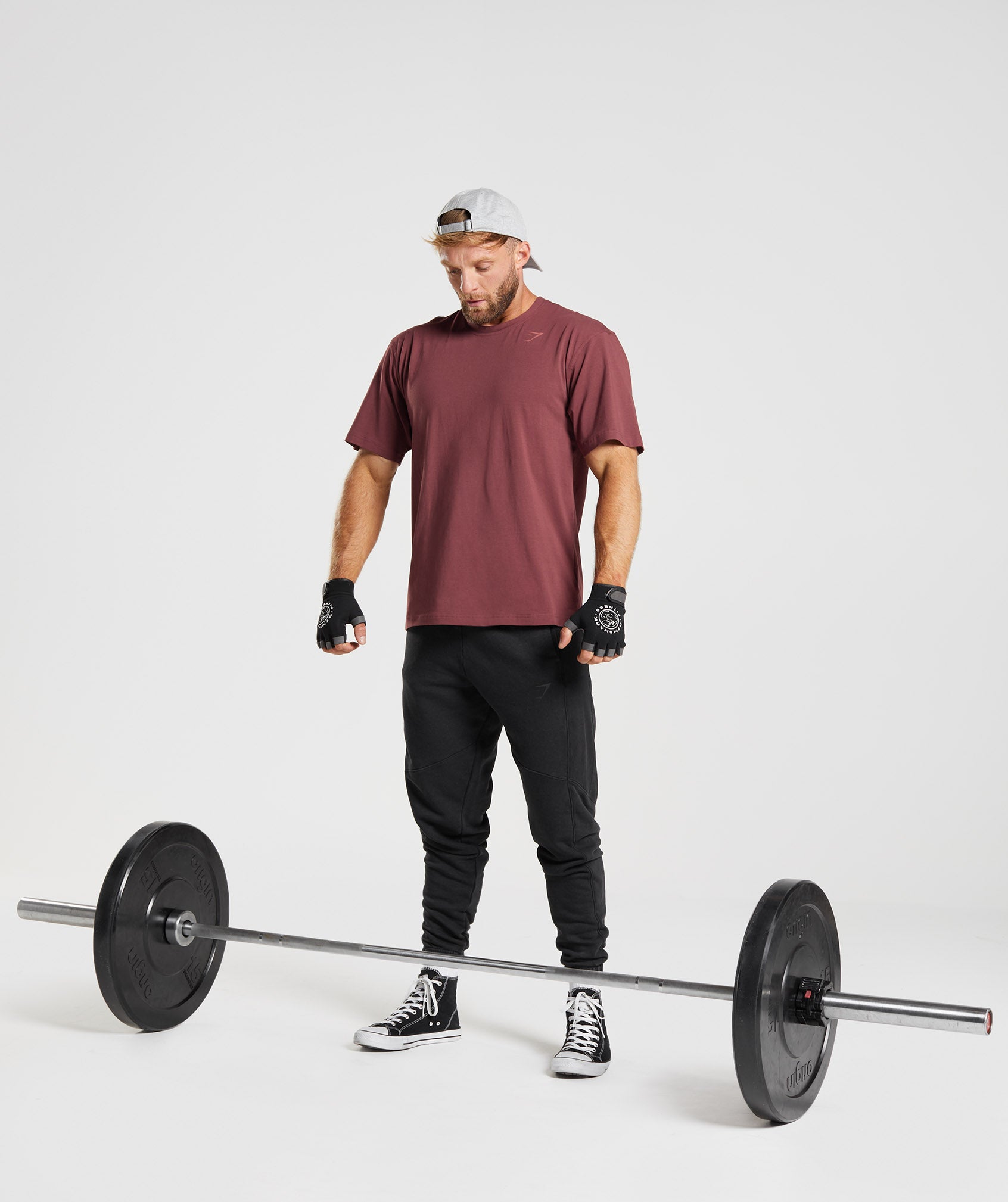 Pink Brown Men's Gymshark Power T Shirts | YHPVRJ-417