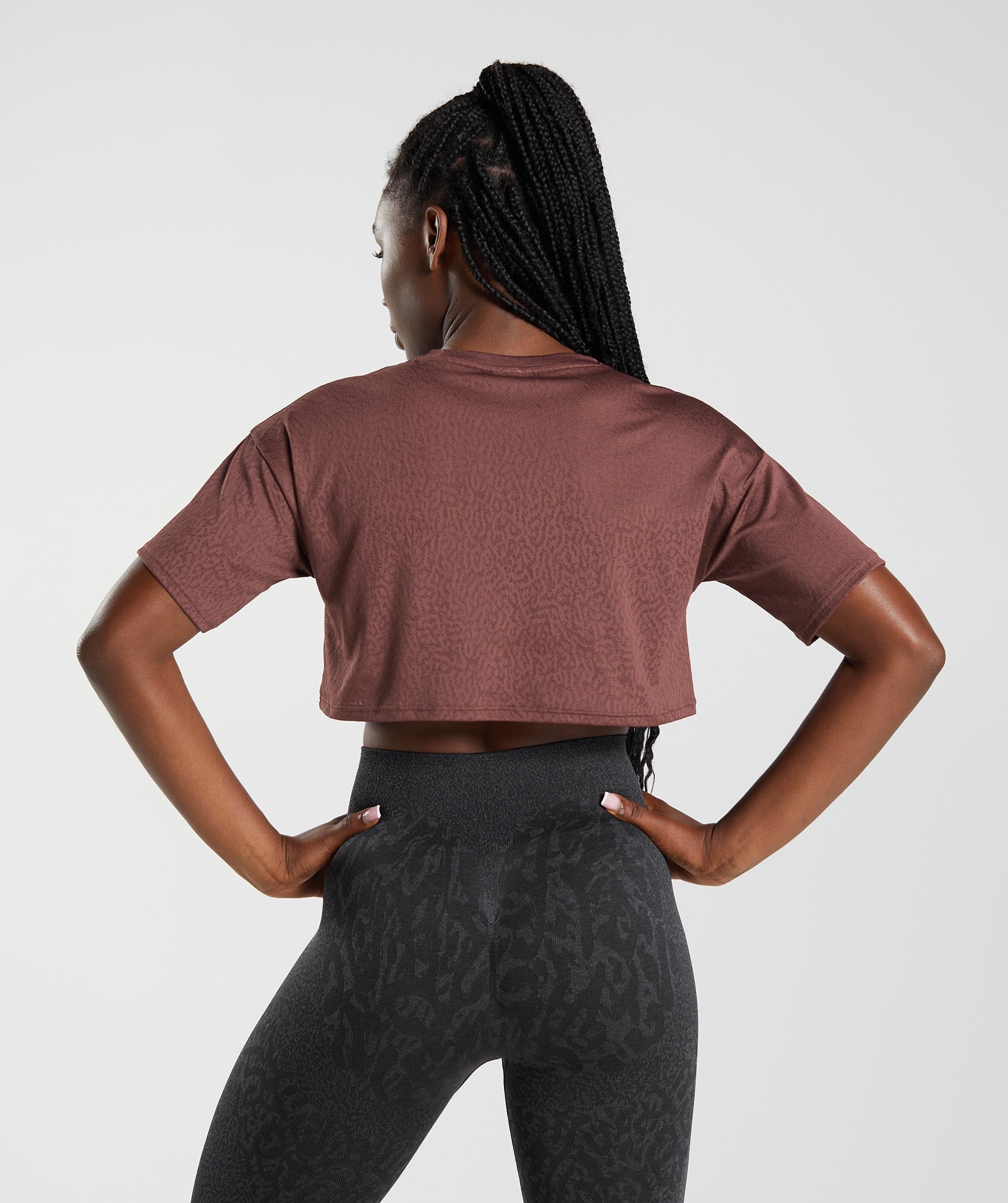 Pink Brown Women's Gymshark Adapt Animal Seamless Crop Tops | IOJCXH-462