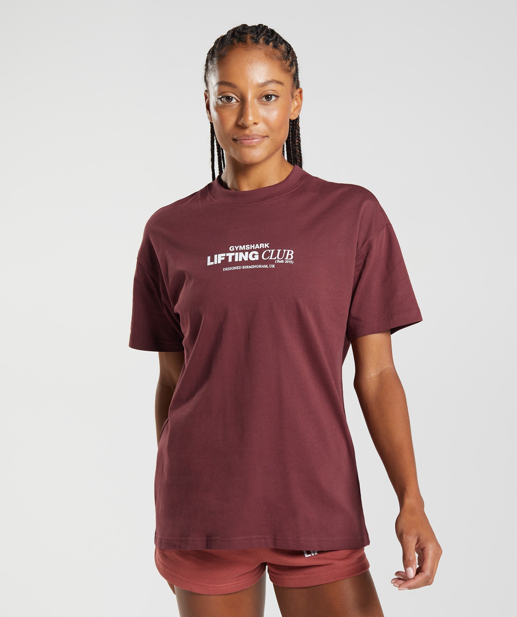 Pink Brown Women\'s Gymshark Social Club Oversized T Shirts | ODMCTV-217