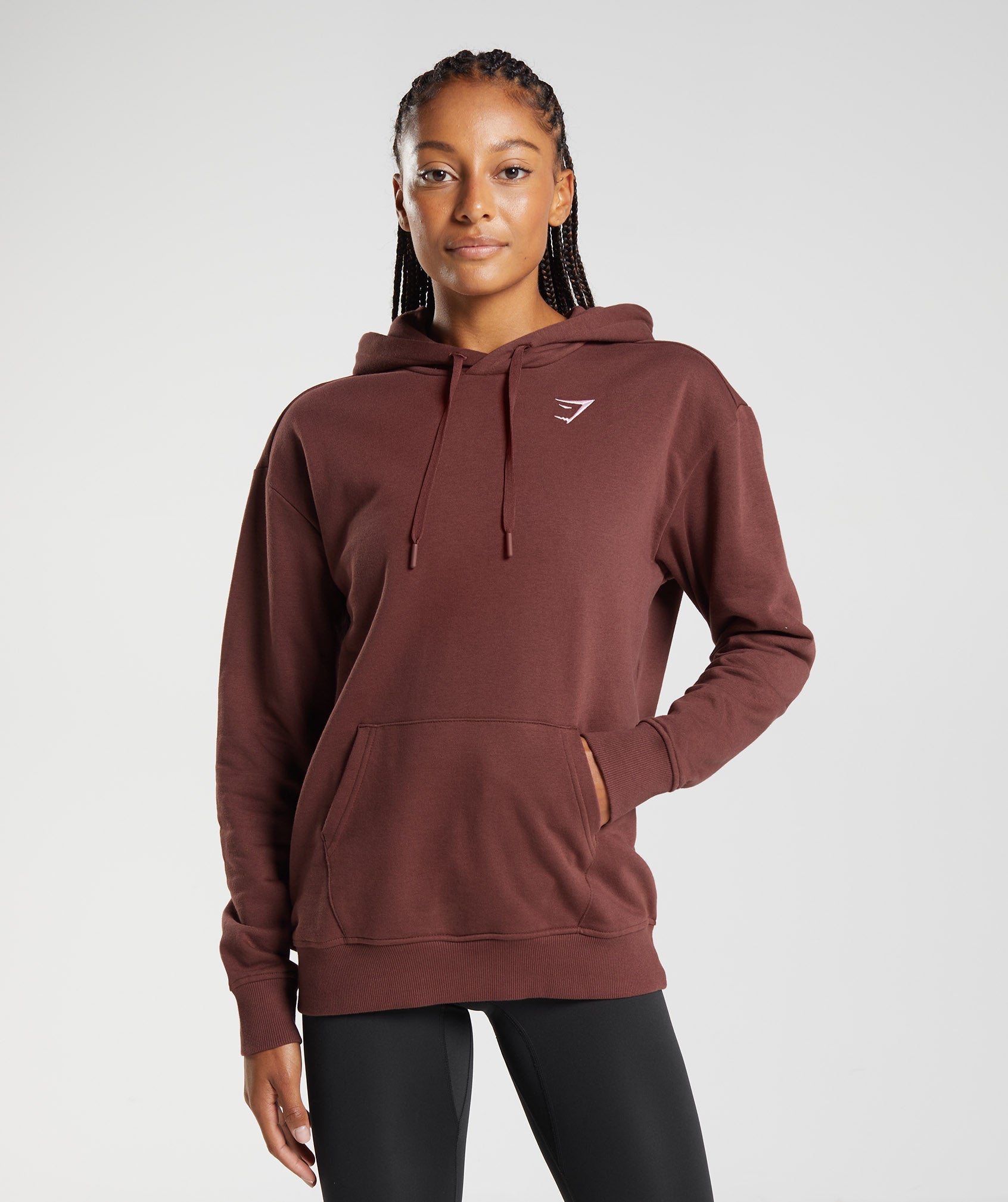 Pink Brown Women\'s Gymshark Training Boyfriend Hoodie | SKUGRJ-854