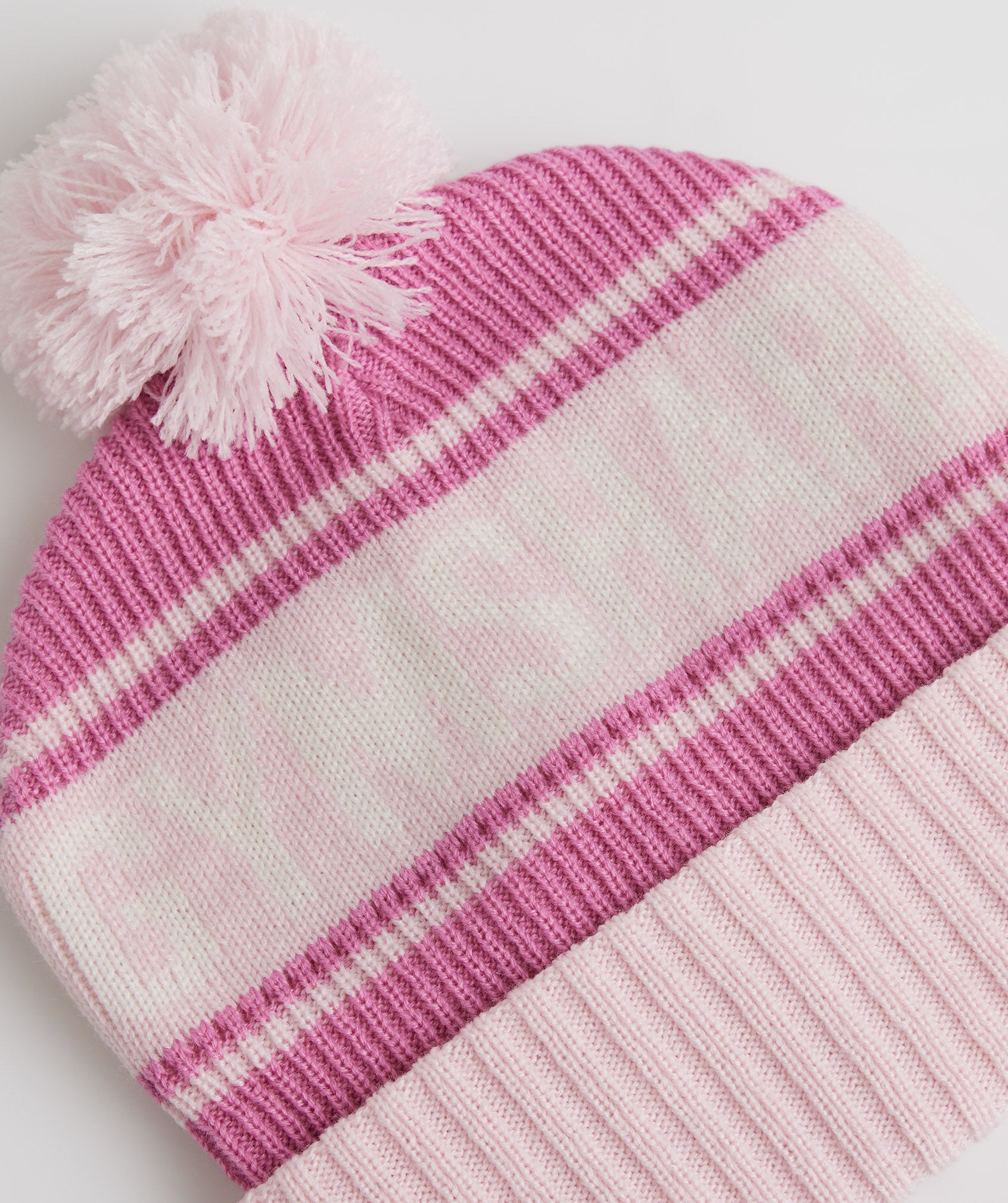 Pink / Pink / White Men's Gymshark Pom Beanie Hats | TIUJSH-521