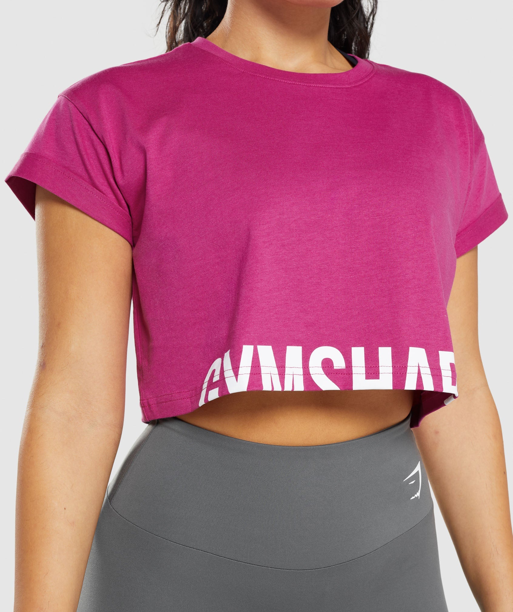 Pink Women's Gymshark Fraction Crop Tops | GQAHCP-935