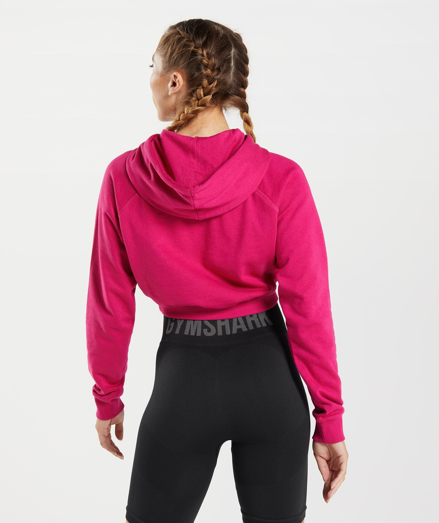 Pink Women's Gymshark Training Cropped Hoodie | QRFMBS-861