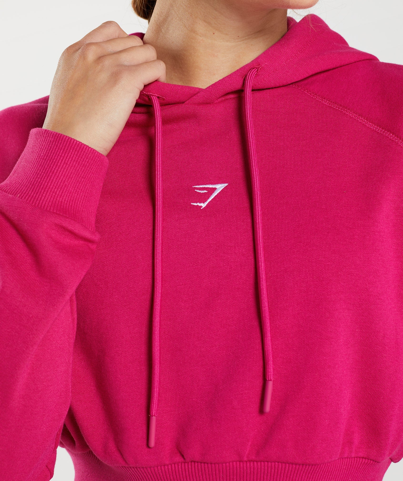 Pink Women's Gymshark Training Cropped Hoodie | QRFMBS-861